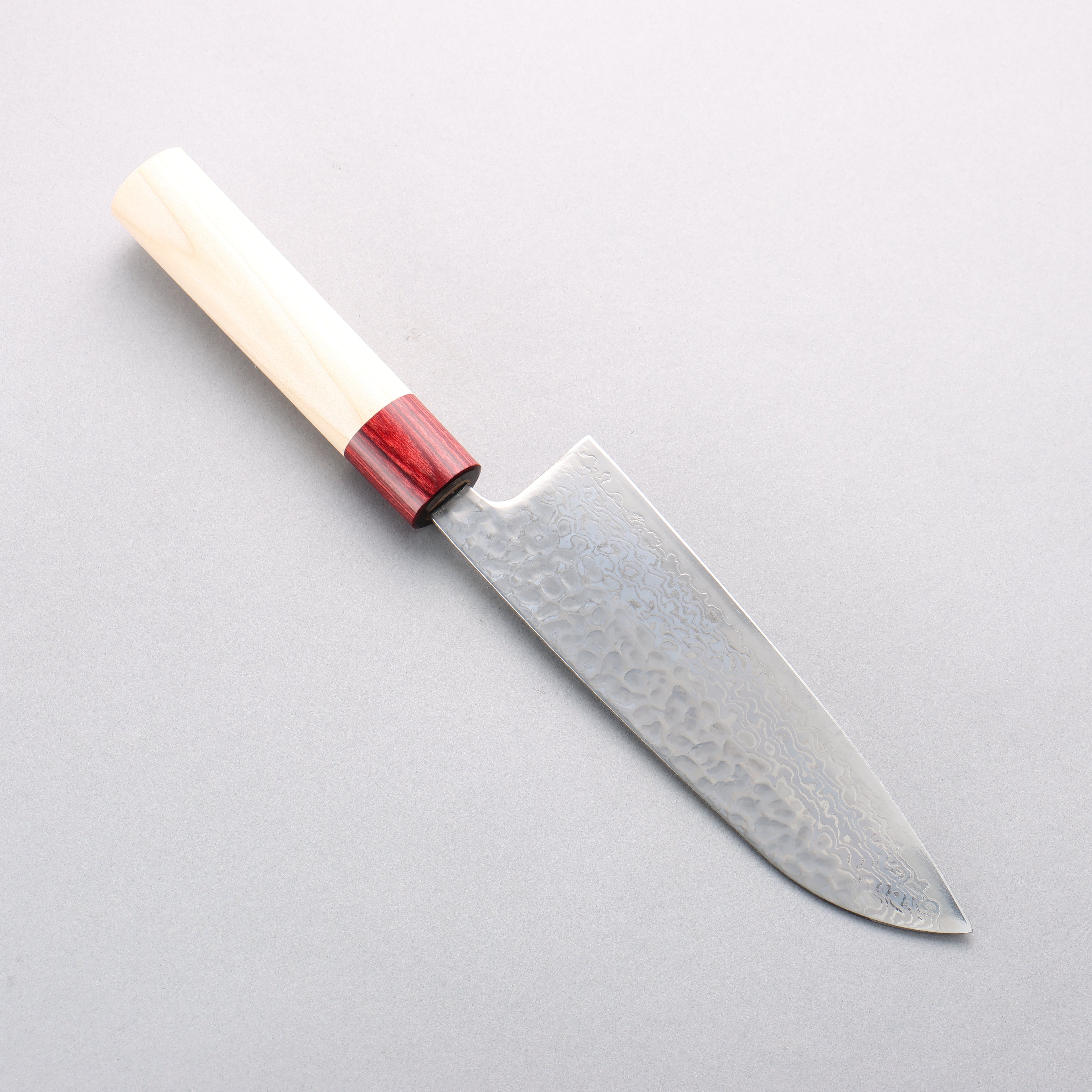 Seisuke Geppaku Silver Steel No.3 Hammered Damascus Santoku 170mm Magnolia Handle - Seisuke Knife