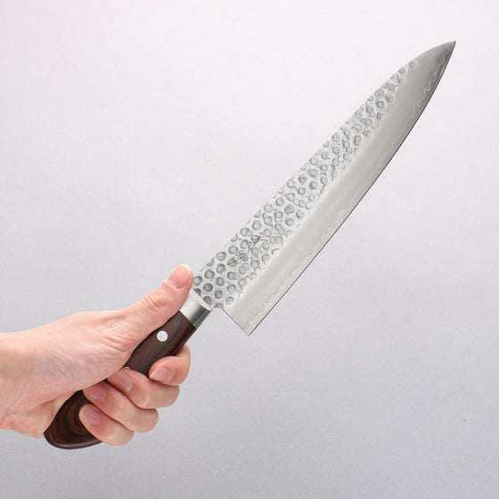 Seisuke Swedish Steel-stn Hammered Gyuto 240mm Mahogany Handle - Seisuke Knife