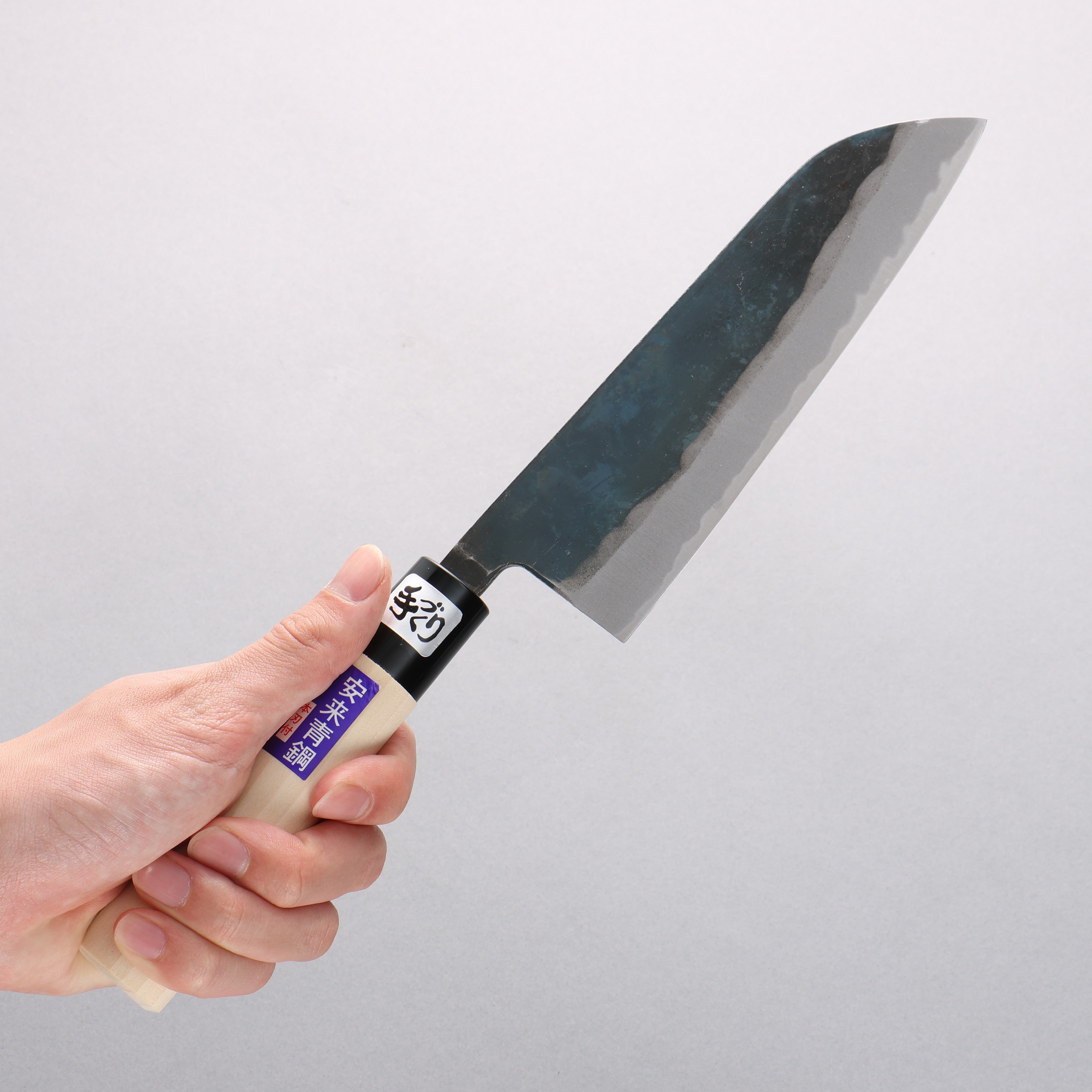 Kanetsune Blue Steel No.2 Kurouchi Santoku 165mm Magnolia Handle - Seisuke Knife