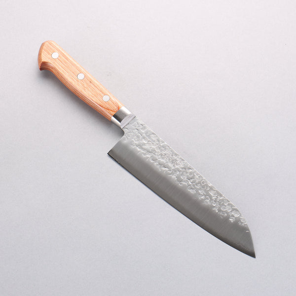 Takamura Knives Chromax Steel Hammered Santoku 170mm with Brown Pakka