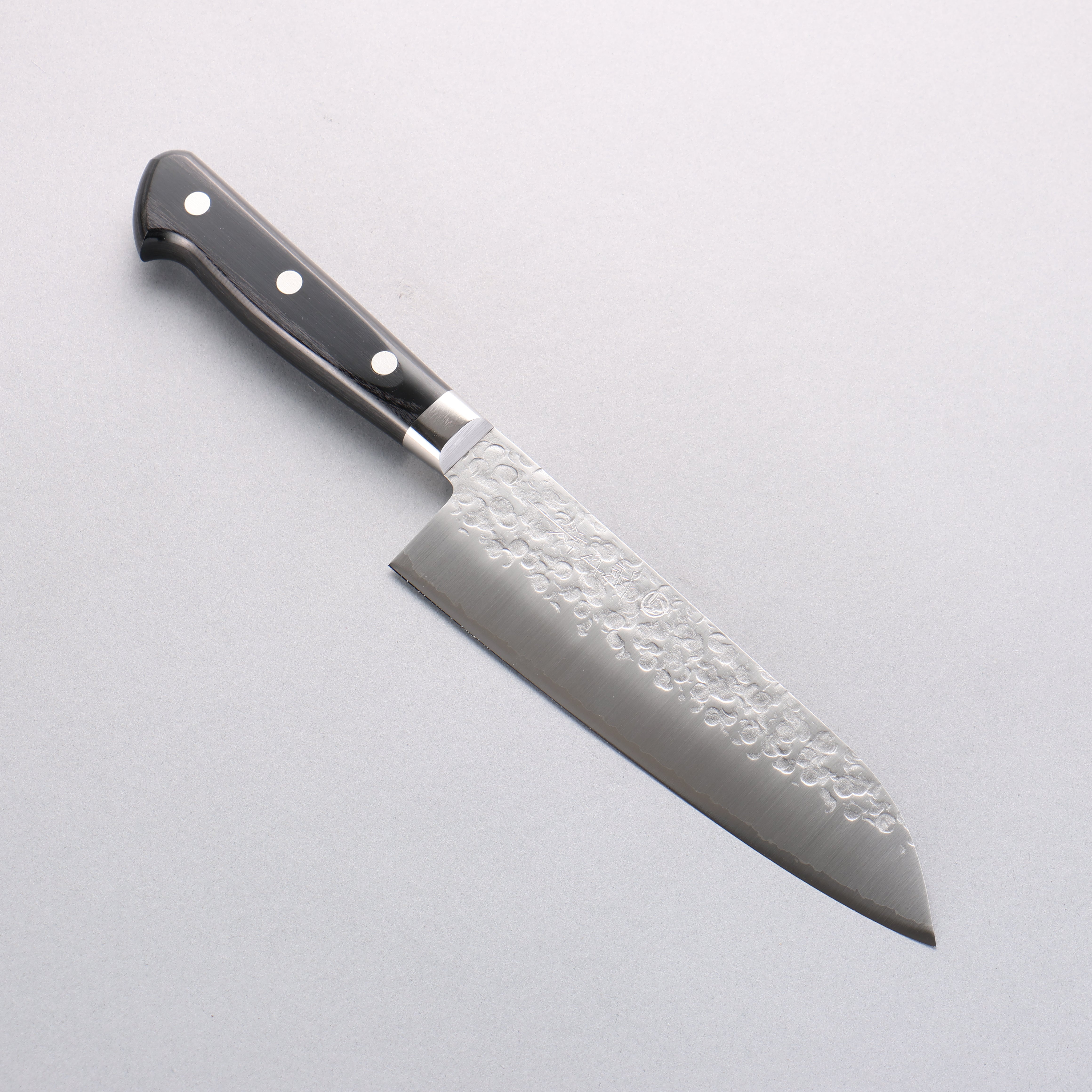 Takamura Knives VG10 Hammered Santoku 170mm Black Pakkawood Handle - Seisuke Knife