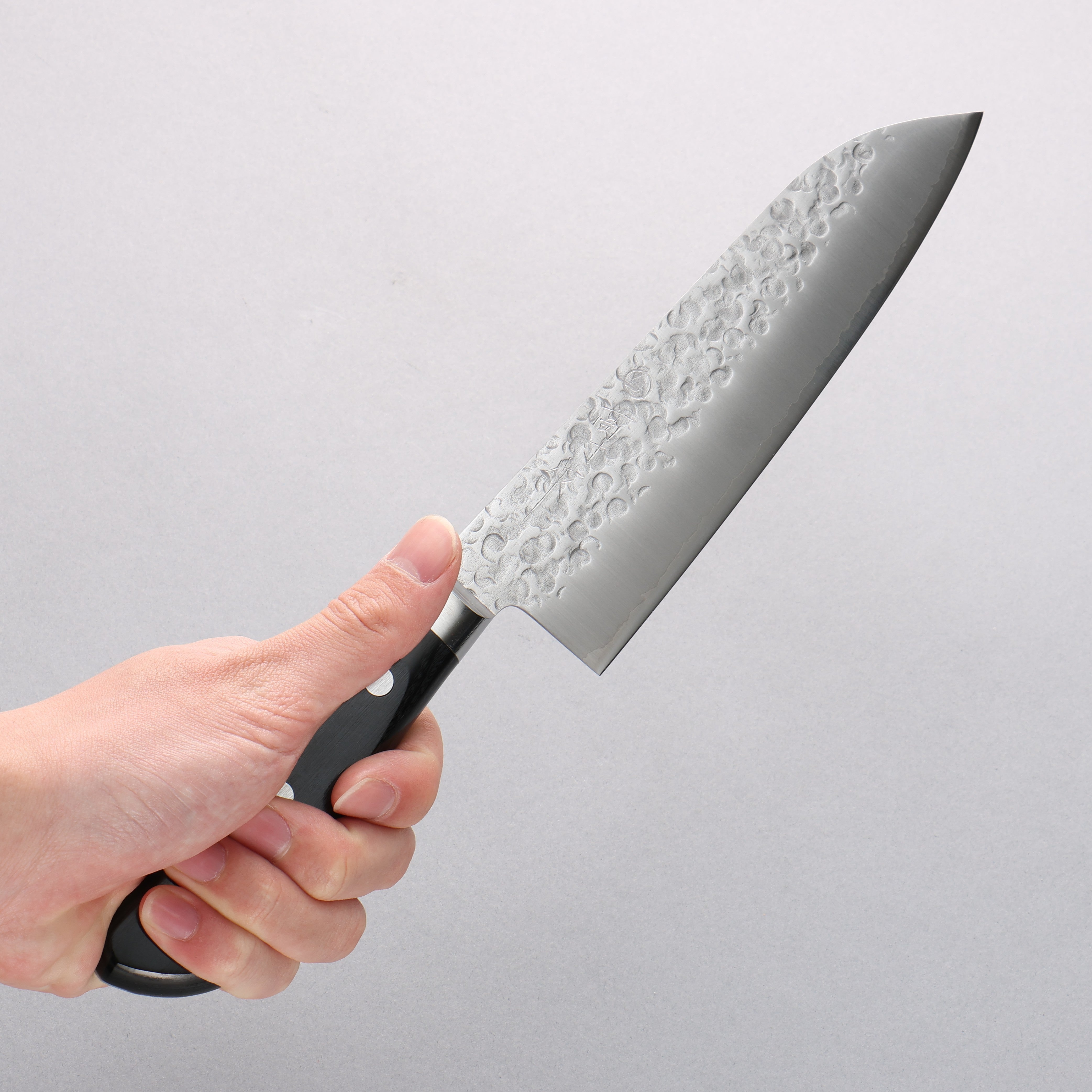 Takamura Knives VG10 Hammered Santoku 170mm Black Pakkawood Handle