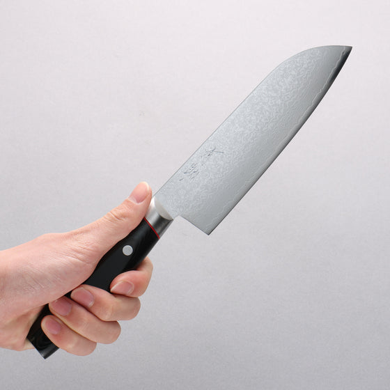 Seisuke Saiun VG10 Damascus Santoku 170mm Black Micarta Handle - Seisuke Knife