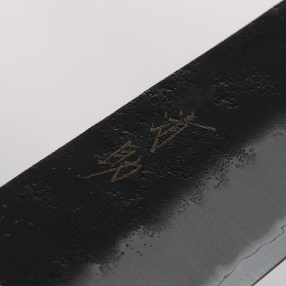 Seisuke Kuronashi Blue Super Nashiji Kurouchi Santoku 180mm Red Pakka wood Handle - Seisuke Knife