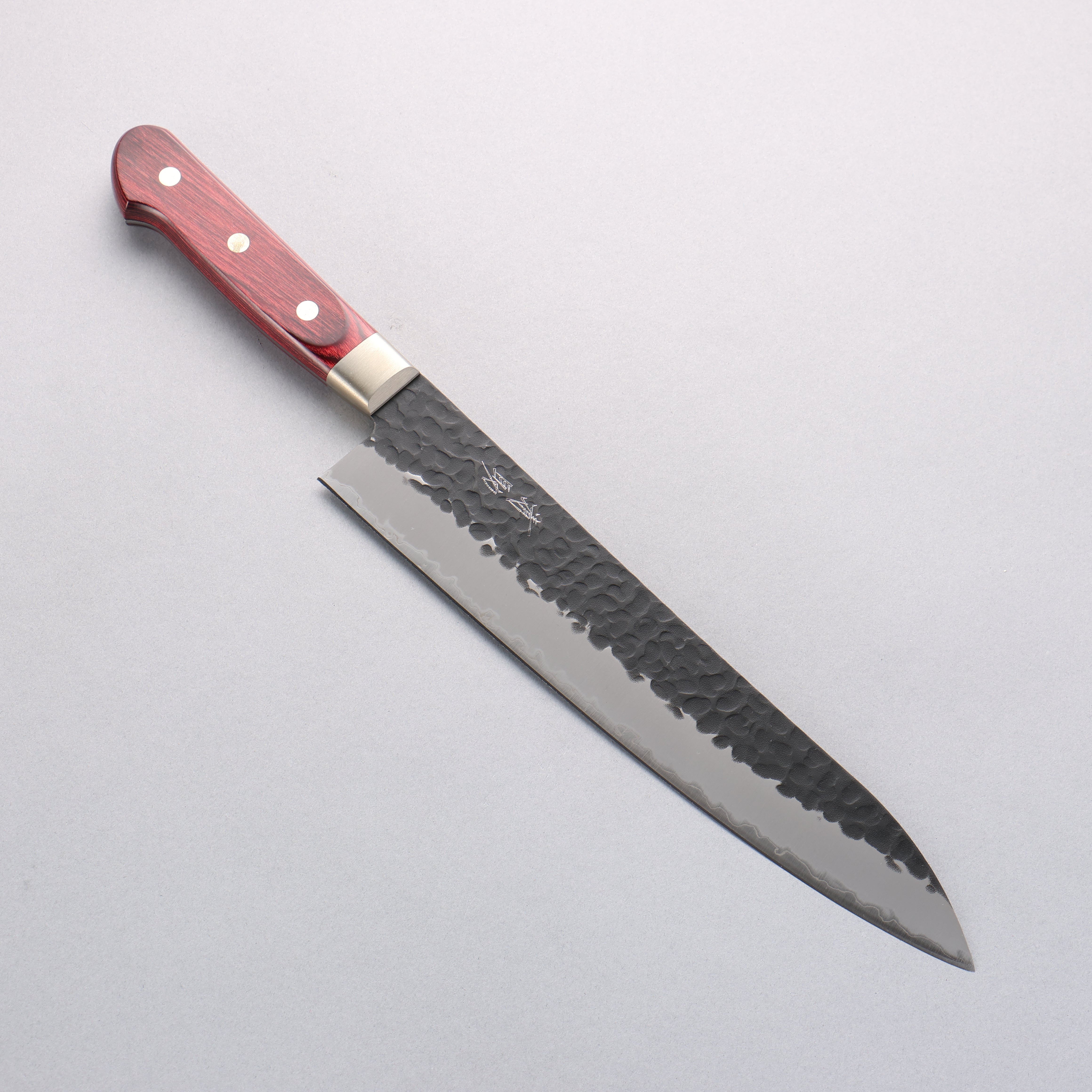 Seisuke Kurobeni Blue Super Hammered Kurouchi Gyuto 240mm Red Pakka wood Handle - Seisuke Knife