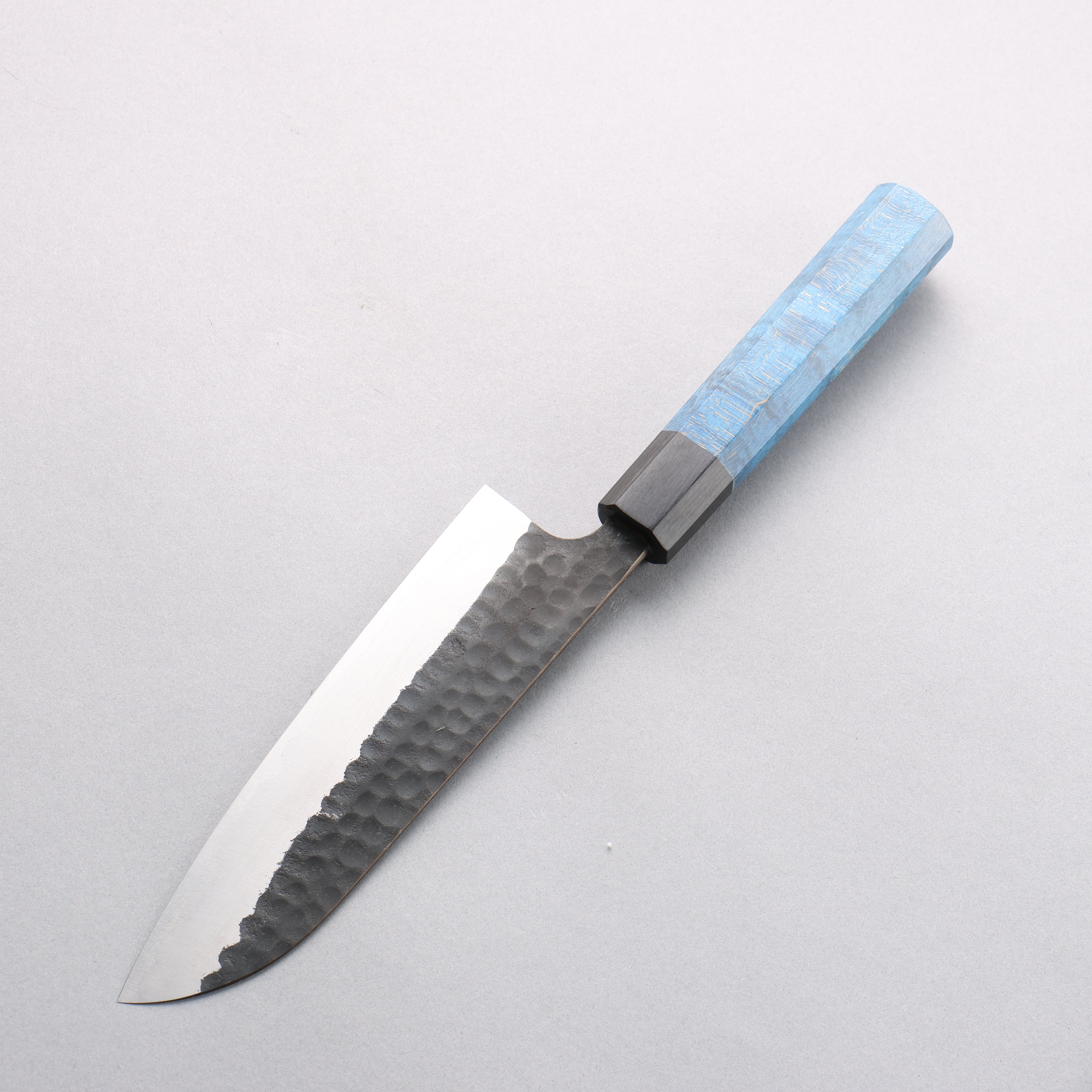 Anryu Blue Super Black Finished Santoku 165mm Blue Stabilized Wood Handle - Seisuke Knife