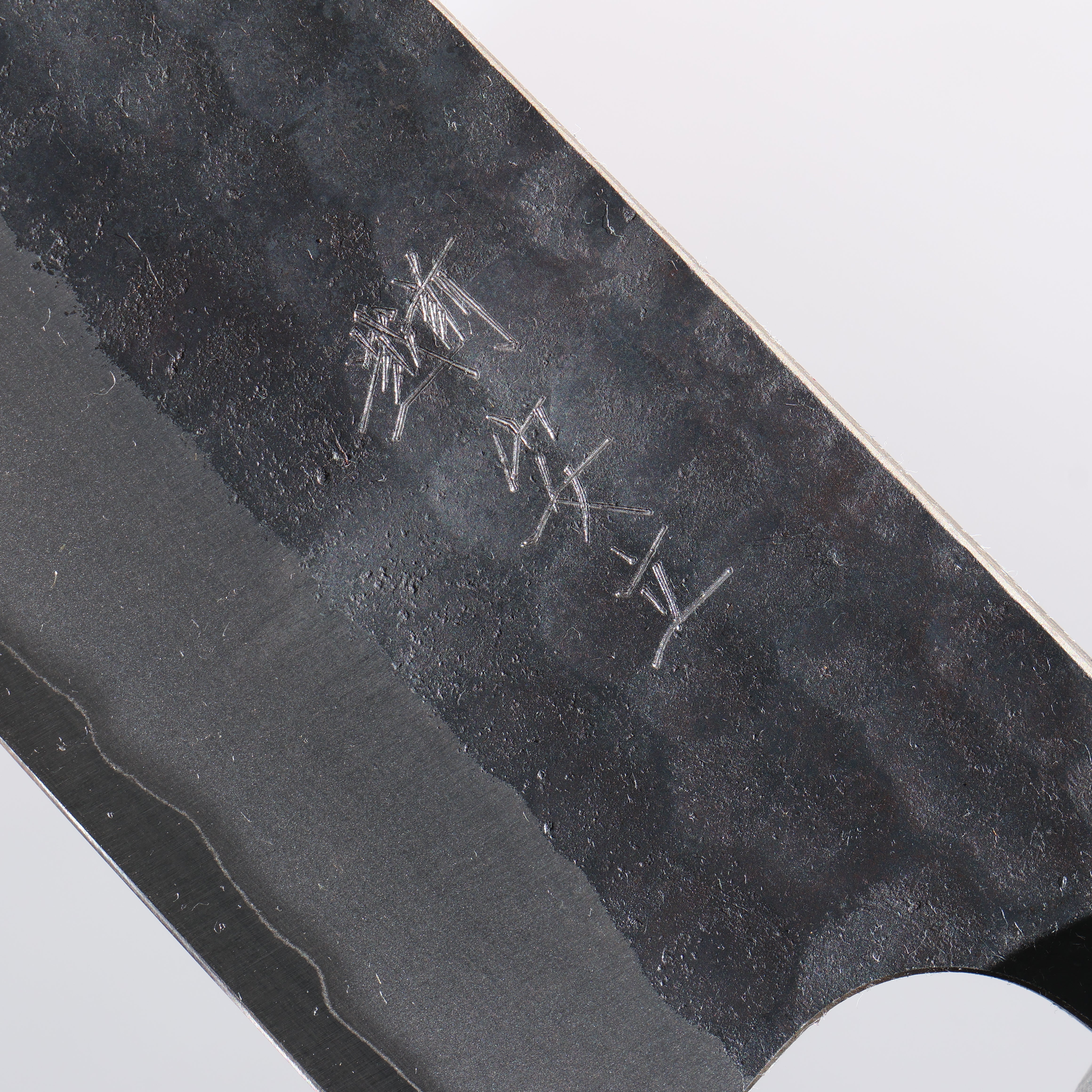 Anryu Blue Super Black Finished Santoku 165mm Blue Stabilized Wood Handle - Seisuke Knife