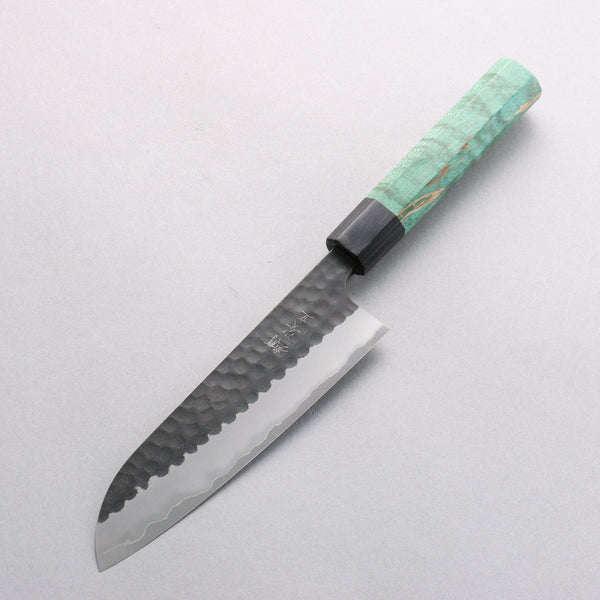 Anryu Blue Super Black Finished Santoku 165mm Green Stabilized