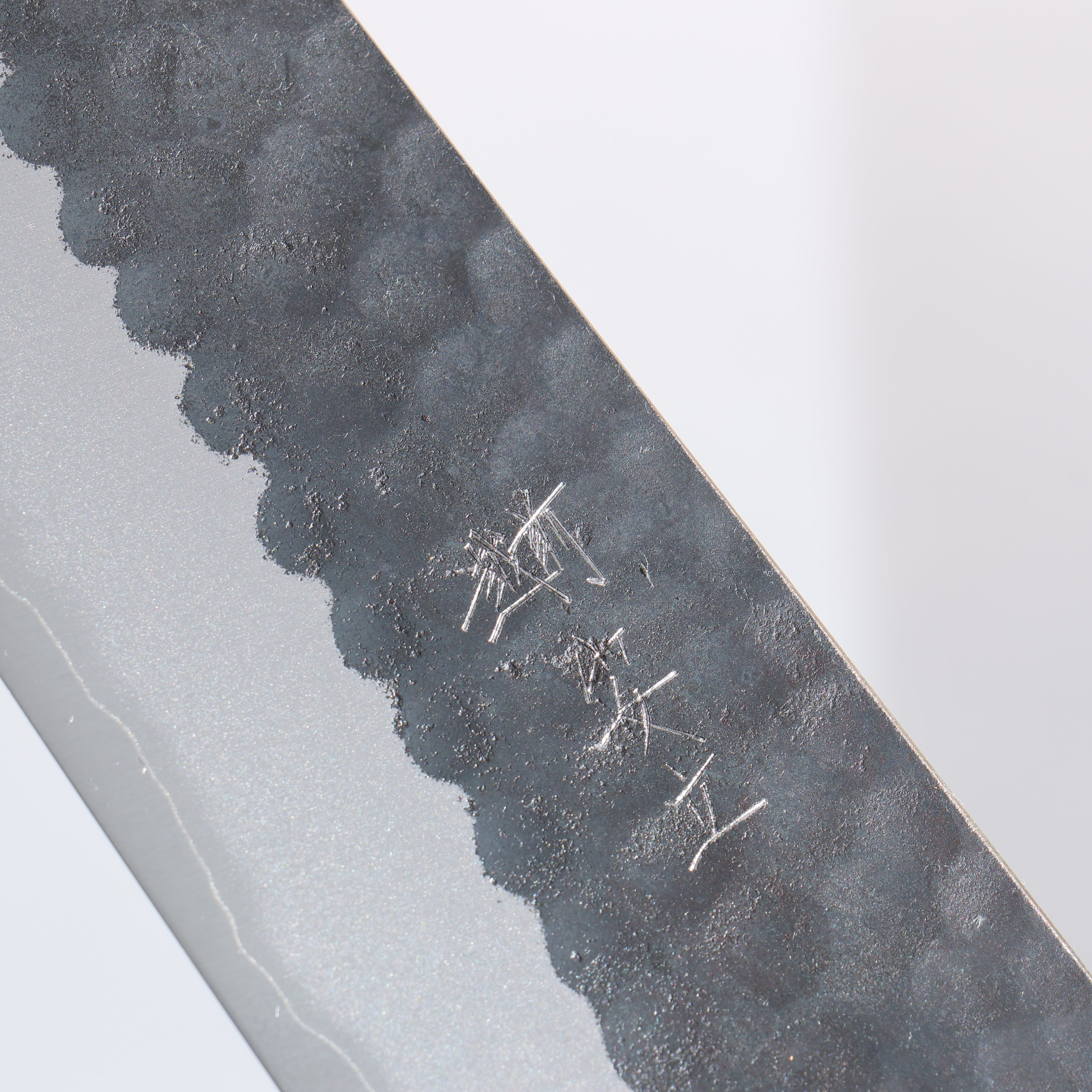 Anryu Blue Super Kurouchi Santoku 165mm Green Stabilized Wood Handle - Seisuke Knife