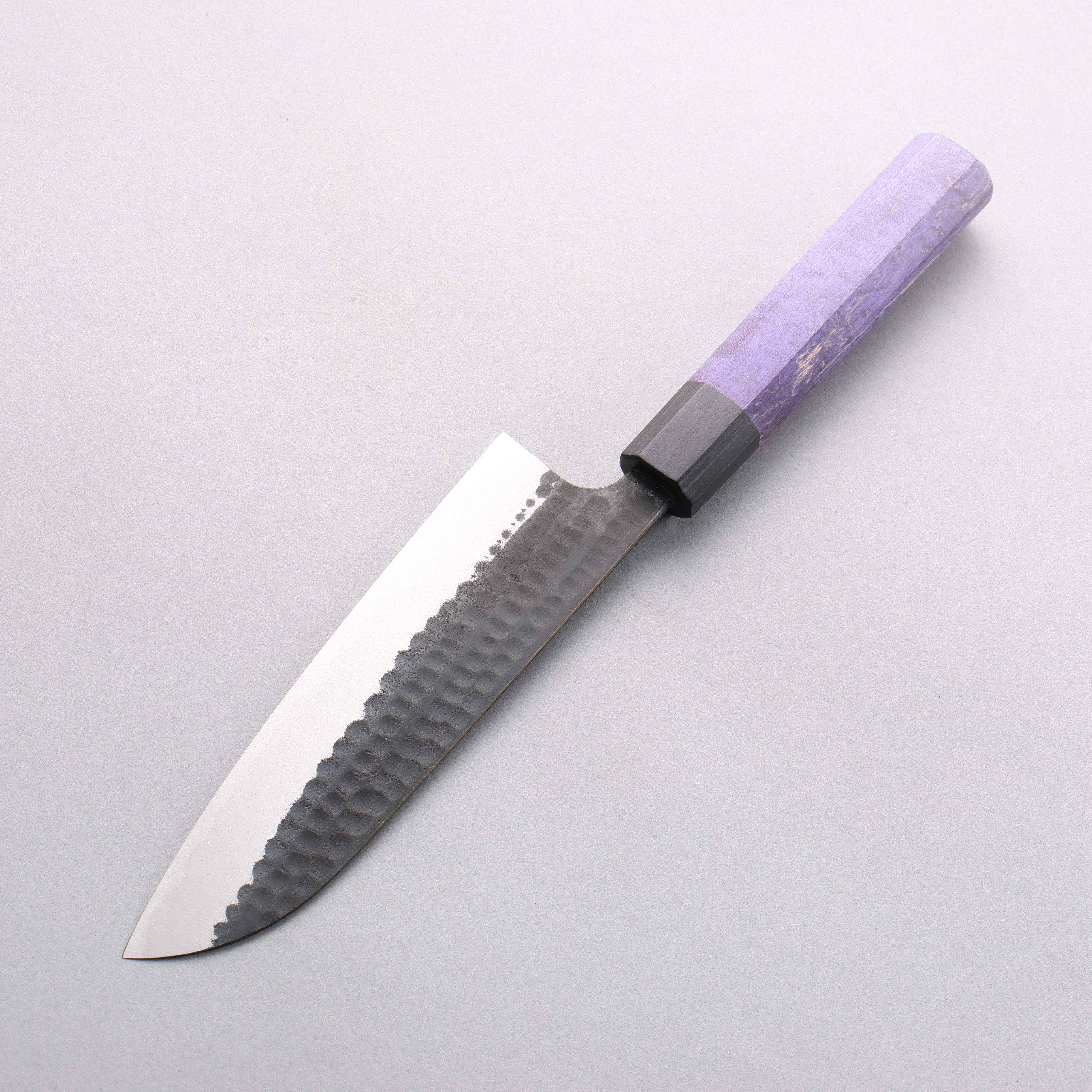 Anryu Blue Super Black Finished Santoku 165mm Purple Stabilized Wood Handle - Seisuke Knife