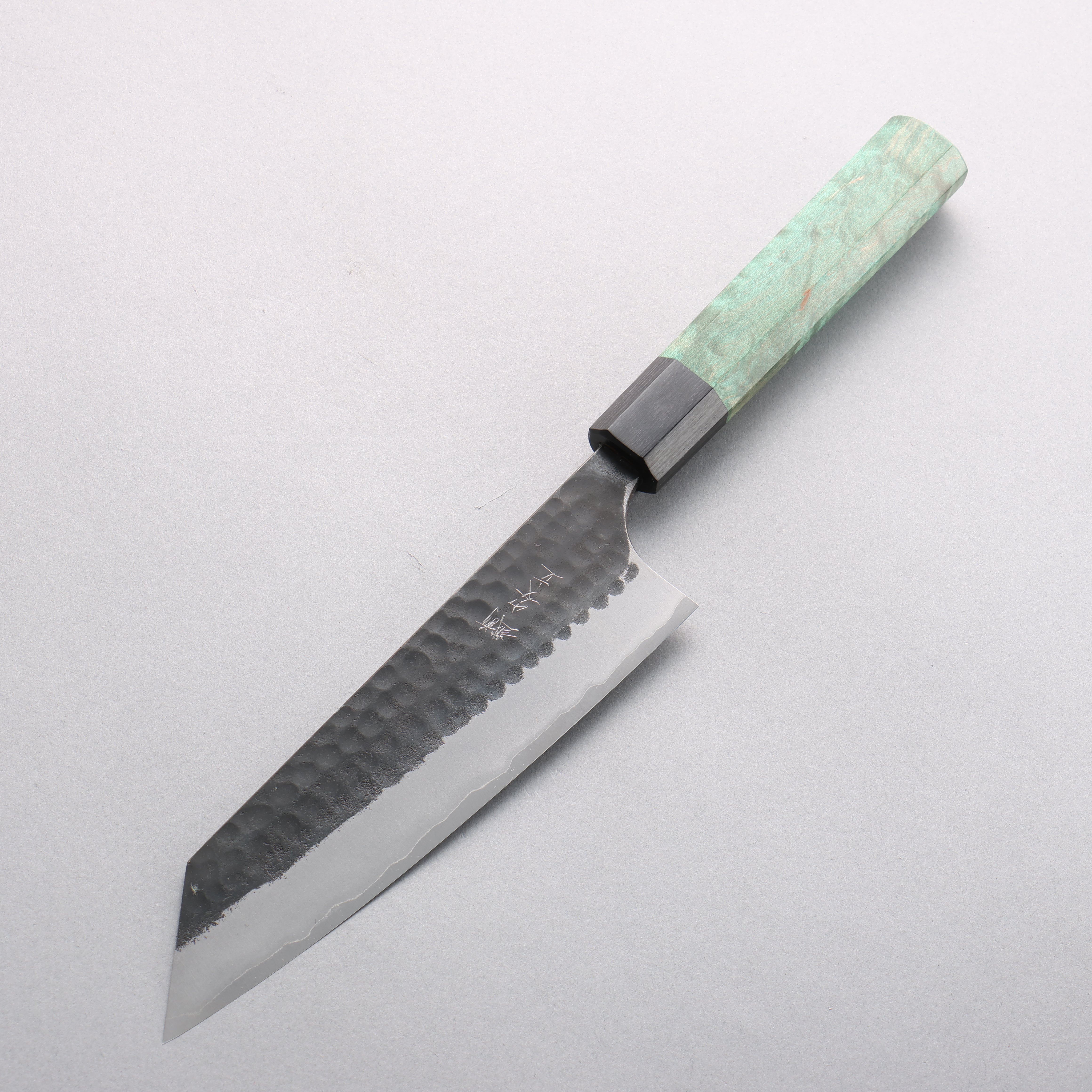 Anryu Blue Super Black Finished Bunka 165mm Green Stabilized Wood Handle - Seisuke Knife