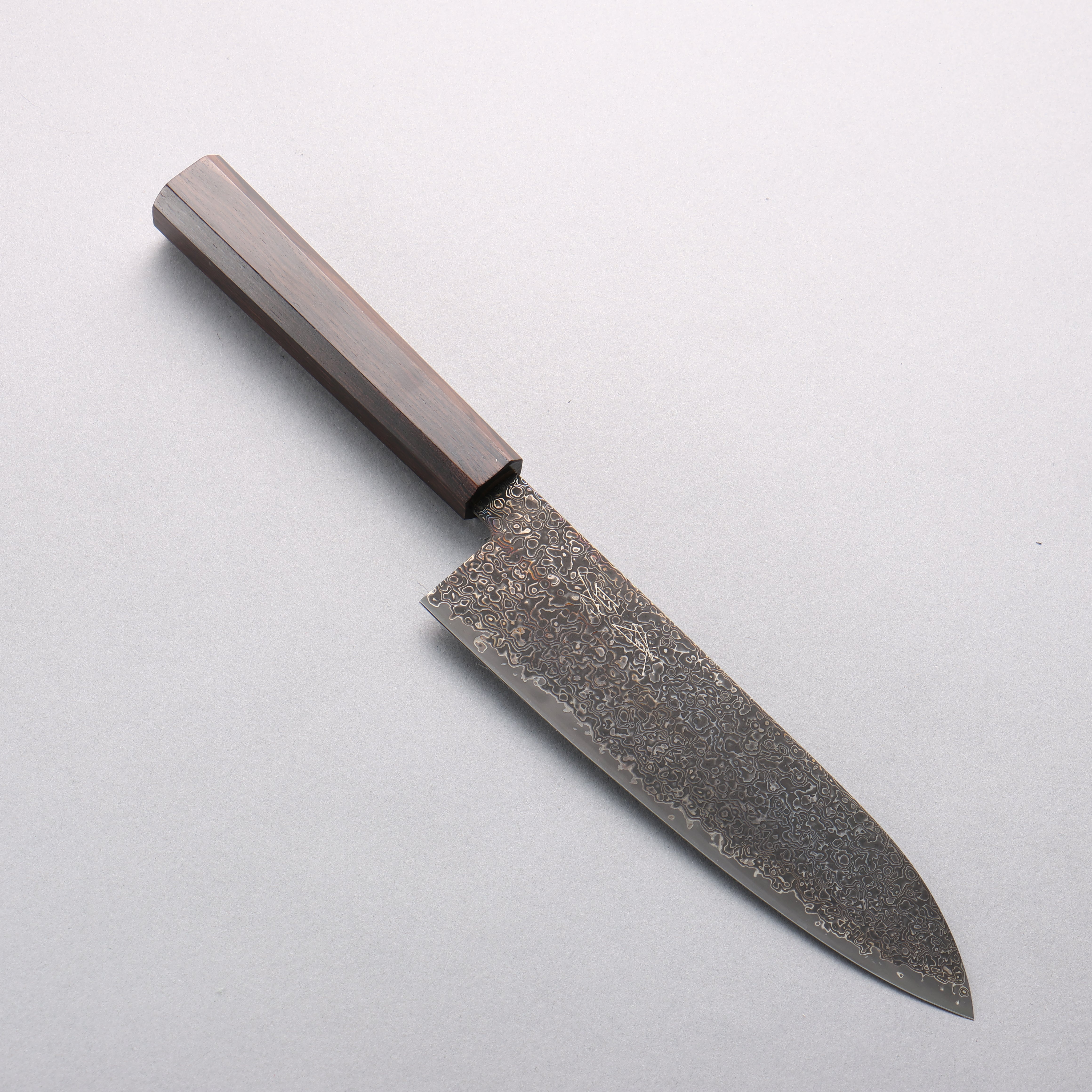 Seisuke SG2 Black Damascus Migaki Finished Santoku 180mm Ebony Wood Handle - Seisuke Knife