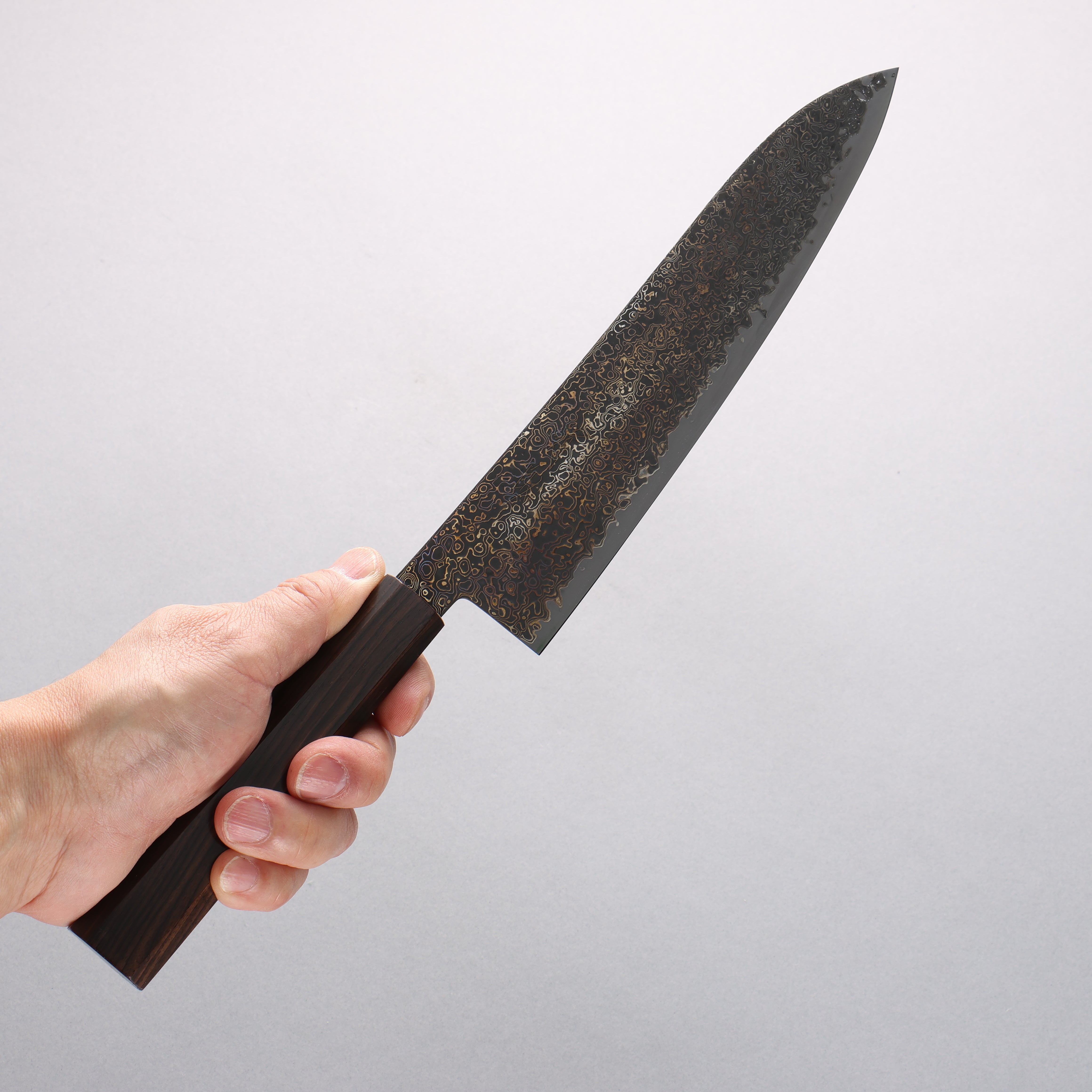 Seisuke SG2 Black Damascus Migaki Finished Gyuto 210mm Ebony Wood Handle - Seisuke Knife