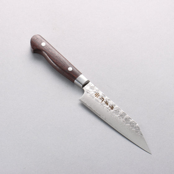 Sakai Takayuki SG2 Hammered Damascus Migaki Finished Kengata Petty-Utility 120mm Rosewood Handle - Seisuke Knife
