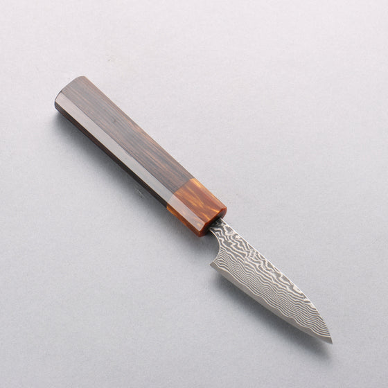 Yoshimi Kato SG2 Black Damascus Petty-Utility 75mm Ebony (ferrule: Orange Resin) Handle - Seisuke Knife