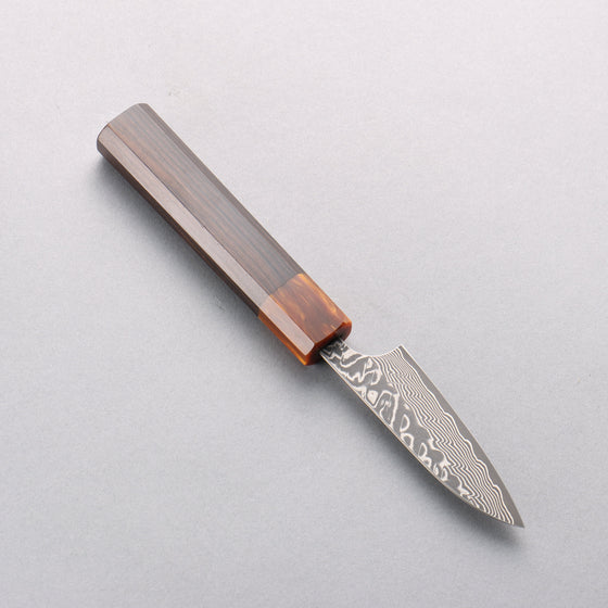 Yoshimi Kato SG2 Black Damascus Petty-Utility 75mm Ebony (ferrule: Orange Resin) Handle - Seisuke Knife