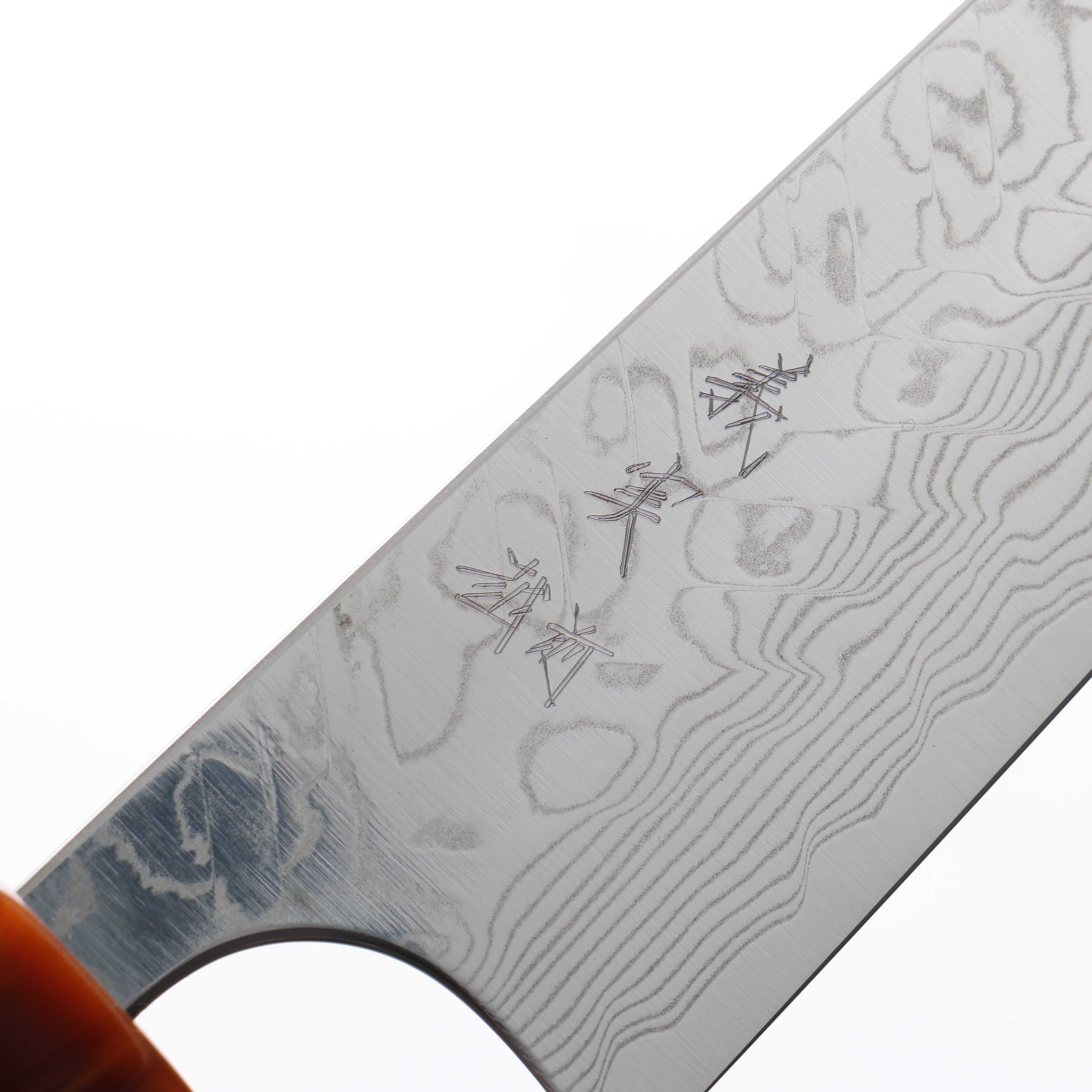 Yoshimi Kato SG2 Damascus Migaki Polish Finish Small Bunka 130mm Ebony (ferrule: Orange Resin) Handle - Seisuke Knife