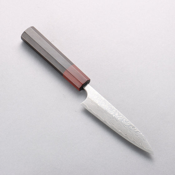 Yoshimi Kato SG2 Damascus Migaki Finished Petty-Utility 120mm Ebony (ferrule: Sandalwood) Handle - Seisuke Knife