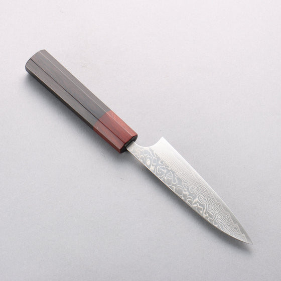 Yoshimi Kato SG2 Damascus Migaki Finished Petty-Utility 120mm Ebony (ferrule: Sandalwood) Handle - Seisuke Knife
