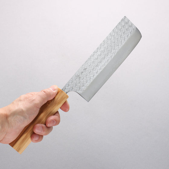 Yoshimi Kato Minamo SG2 Hammered Nakiri 165mm Olive tree (V Shaped) Handle - Seisuke Knife