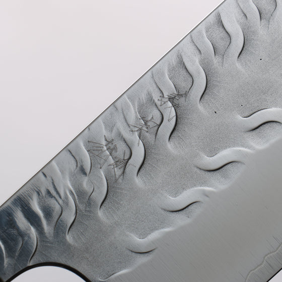 Yoshimi Kato SPG STRIX Wave Pattern Nakiri 165mm Gray Stablilized Wood (White Ring) Handle - Seisuke Knife