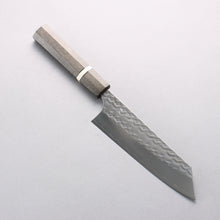  Yoshimi Kato SPG STRIX Wave Pattern Bunka 170mm Gray Stablilized Wood (White Ring) Handle - Seisuke Knife