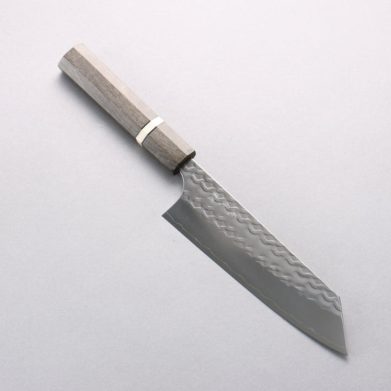 Yoshimi Kato SPG STRIX Wave Pattern Bunka 170mm Gray Stablilized Wood (White Ring) Handle - Seisuke Knife