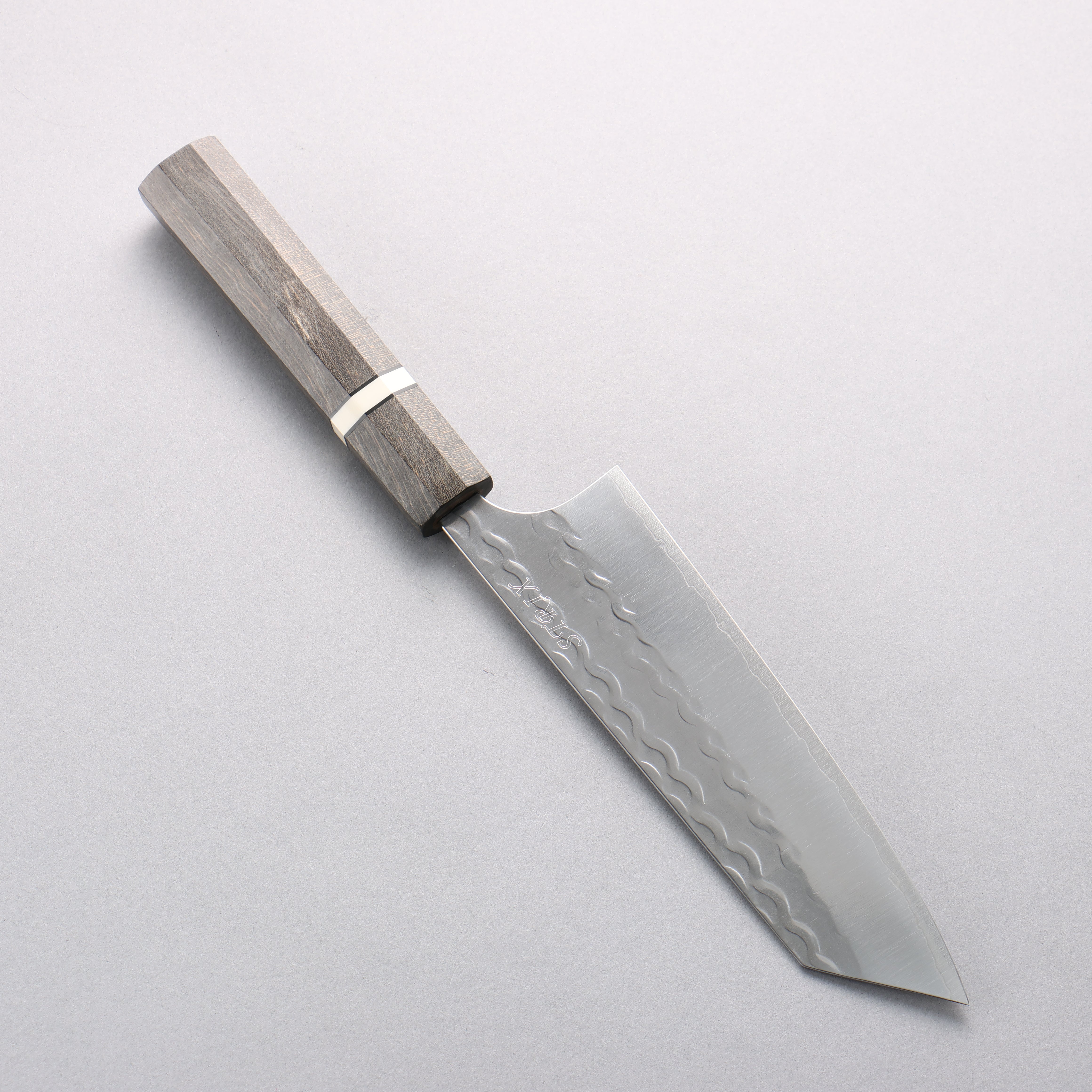 Yoshimi Kato SPG STRIX Wave Pattern Bunka 170mm Gray Stablilized Wood (White Ring) Handle - Seisuke Knife