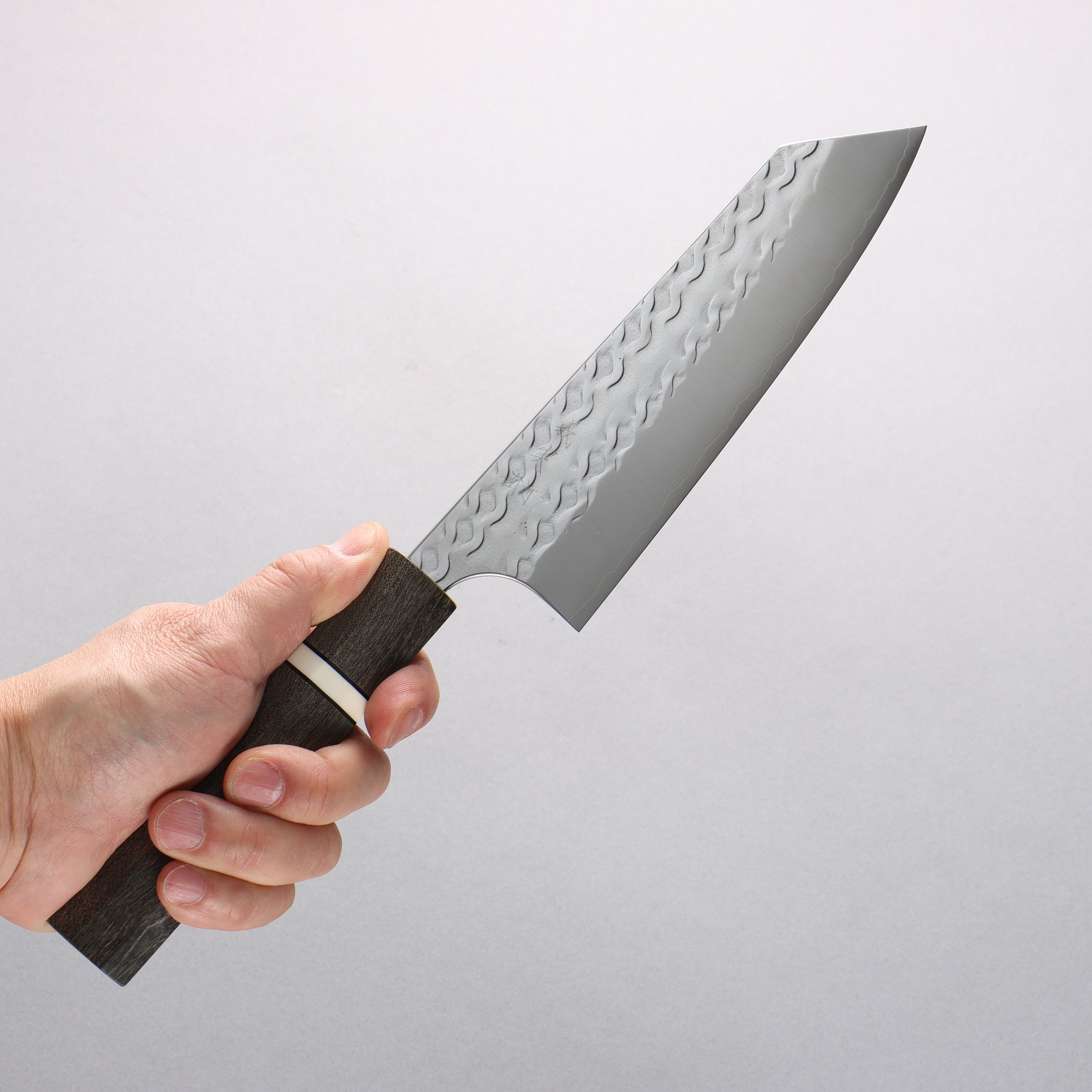 Yoshimi Kato SPG STRIX Wave Pattern Bunka 170mm Gray Stablilized Wood (White Ring) Handle - Seisuke Knife
