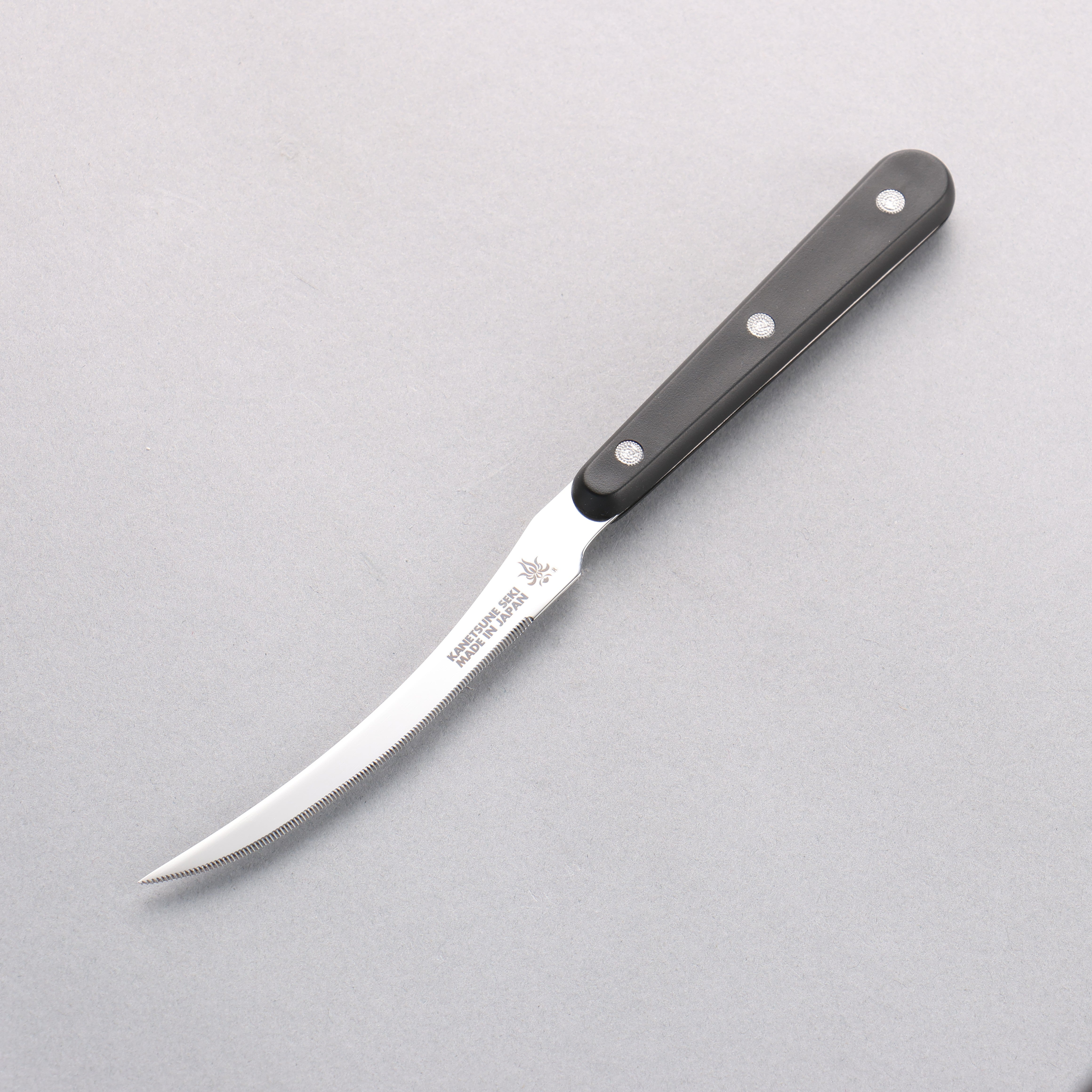 Kanetsune Stainless Steel Tomato Slicer 110mm Black Plastic Handle - Seisuke Knife