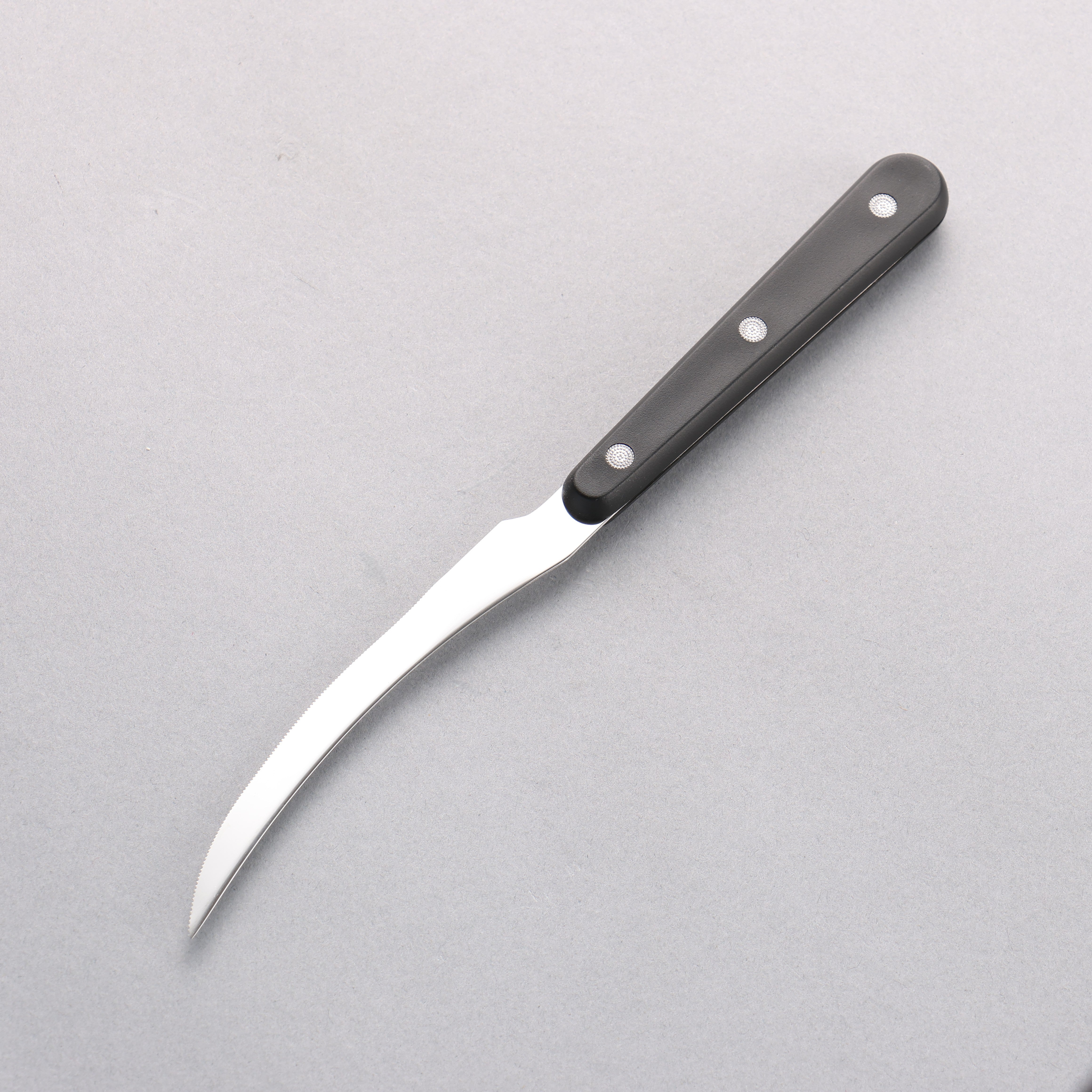 Kanetsune Stainless Steel Tomato Slicer 110mm Black Plastic Handle - Seisuke Knife