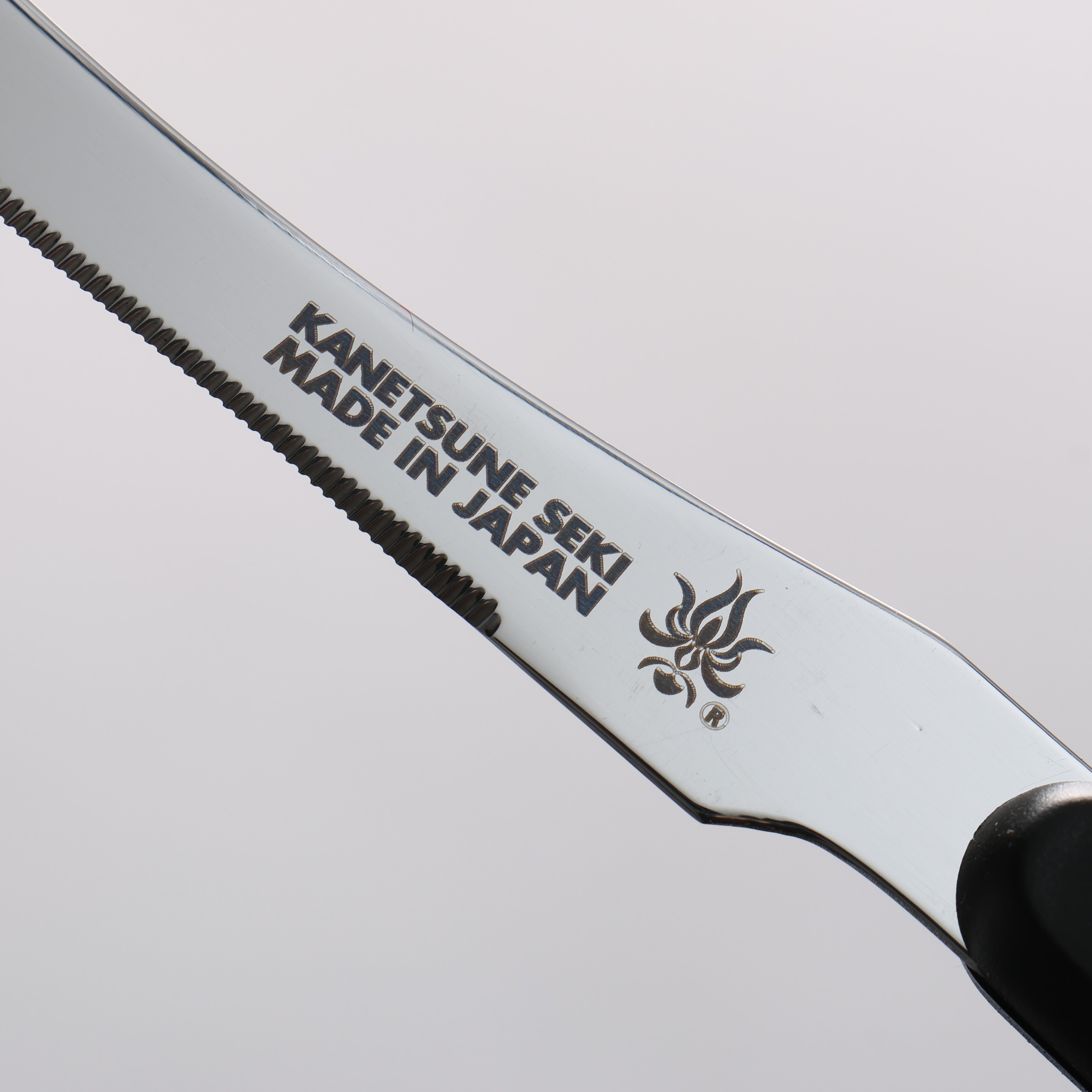 Kanetsune Stainless Steel Tomato Slicer 110mm Black Plastic Handle - Seisuke Knife
