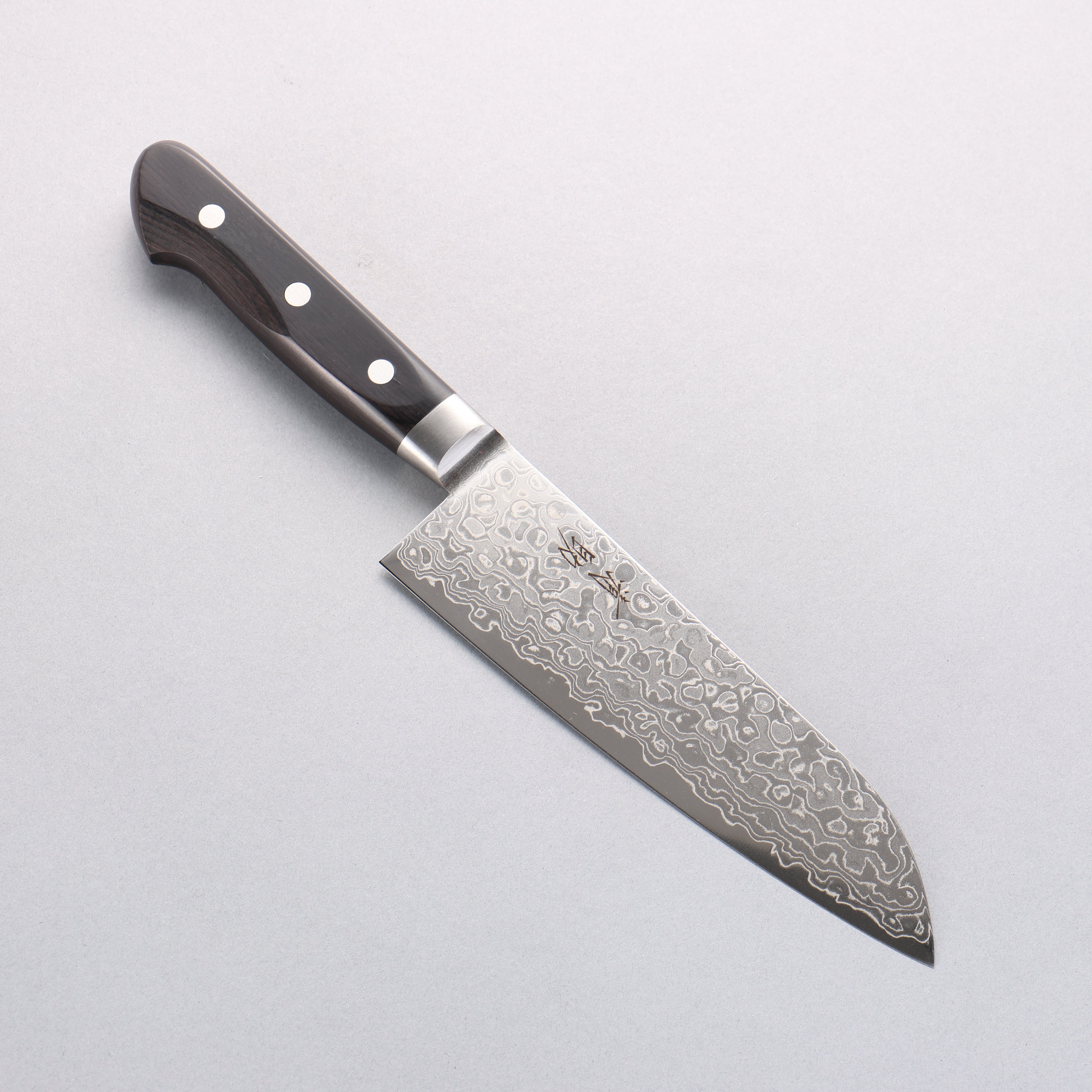 Seisuke Kagami AUS10 Mirrored Finish Damascus Santoku 170mm Black Pakka wood Handle - Seisuke Knife