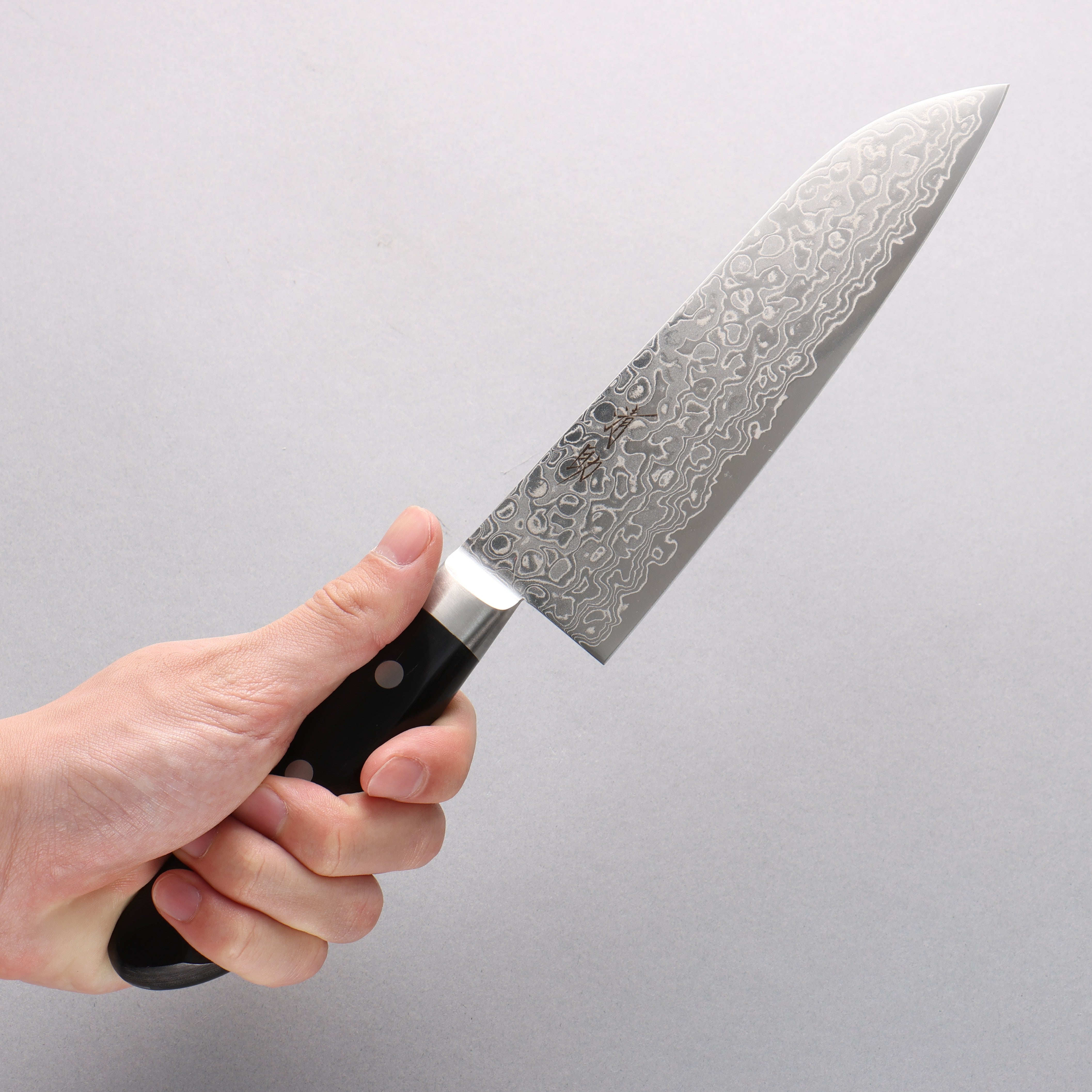 Seisuke Kagami AUS10 Mirrored Finish Damascus Santoku 170mm Black Pakka wood Handle - Seisuke Knife
