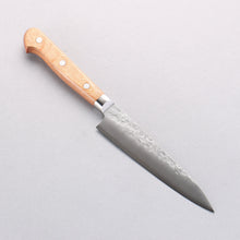  Takamura Knives Chromax Steel Hammered Petty-Utility 130mm Brown Pakkawood Handle - Seisuke Knife