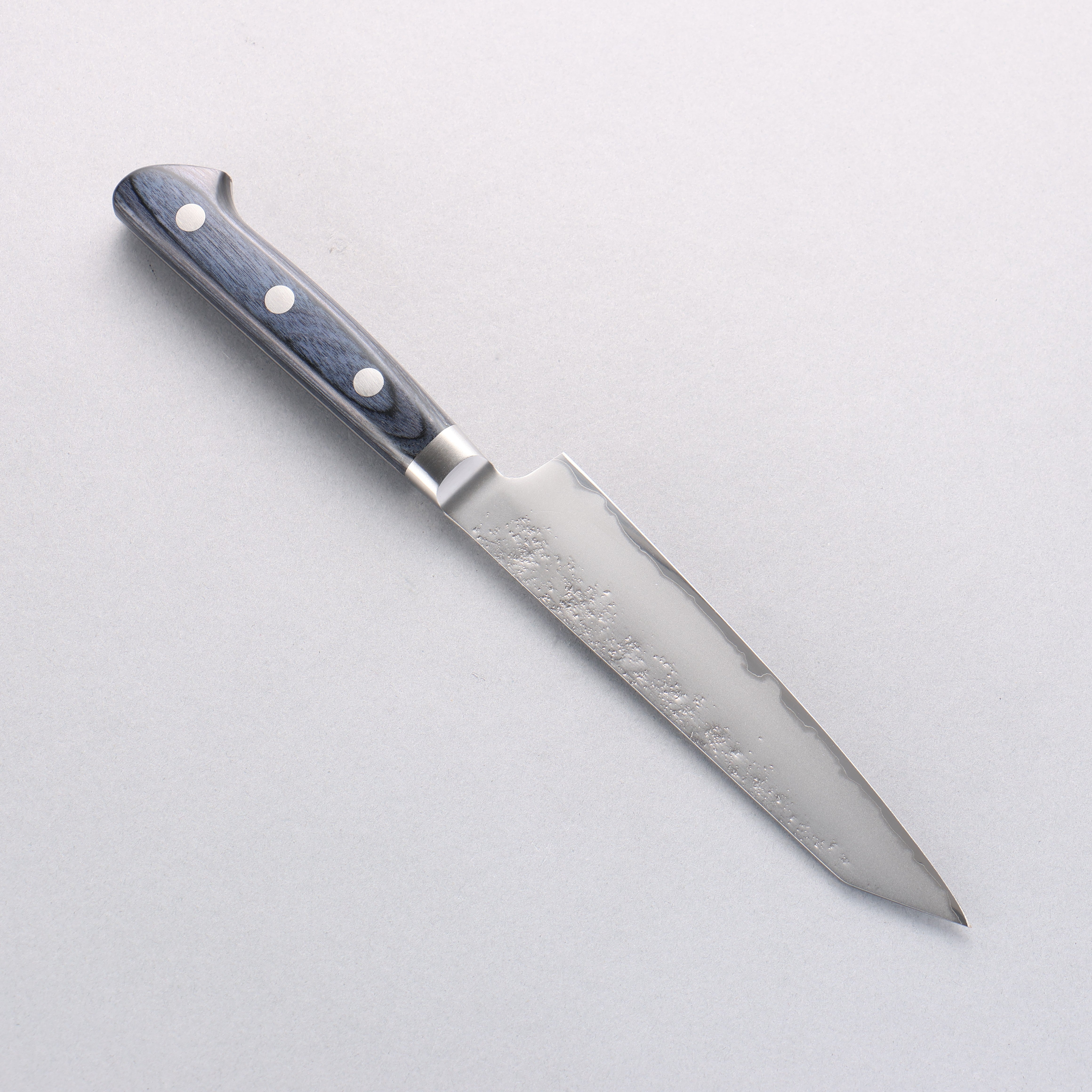 Seisuke Blue Steel No.2 Nashiji Kiritsuke Santoku & Kiritsuke Petty Navy Blue Pakkawood Handle - Seisuke Knife