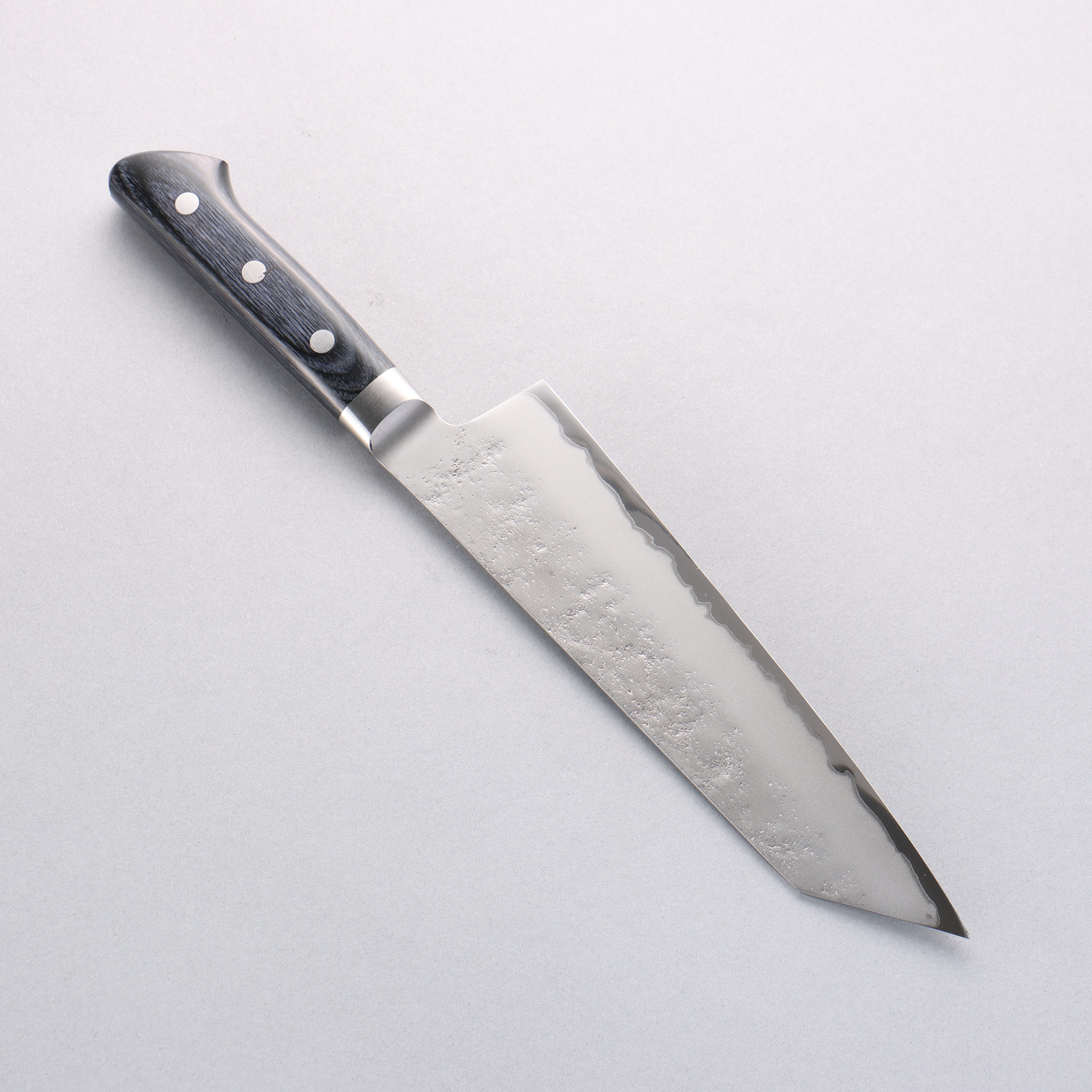 Seisuke Blue Steel No.2 Nashiji Kiritsuke Santoku & Kiritsuke Petty Navy Blue Pakkawood Handle - Seisuke Knife