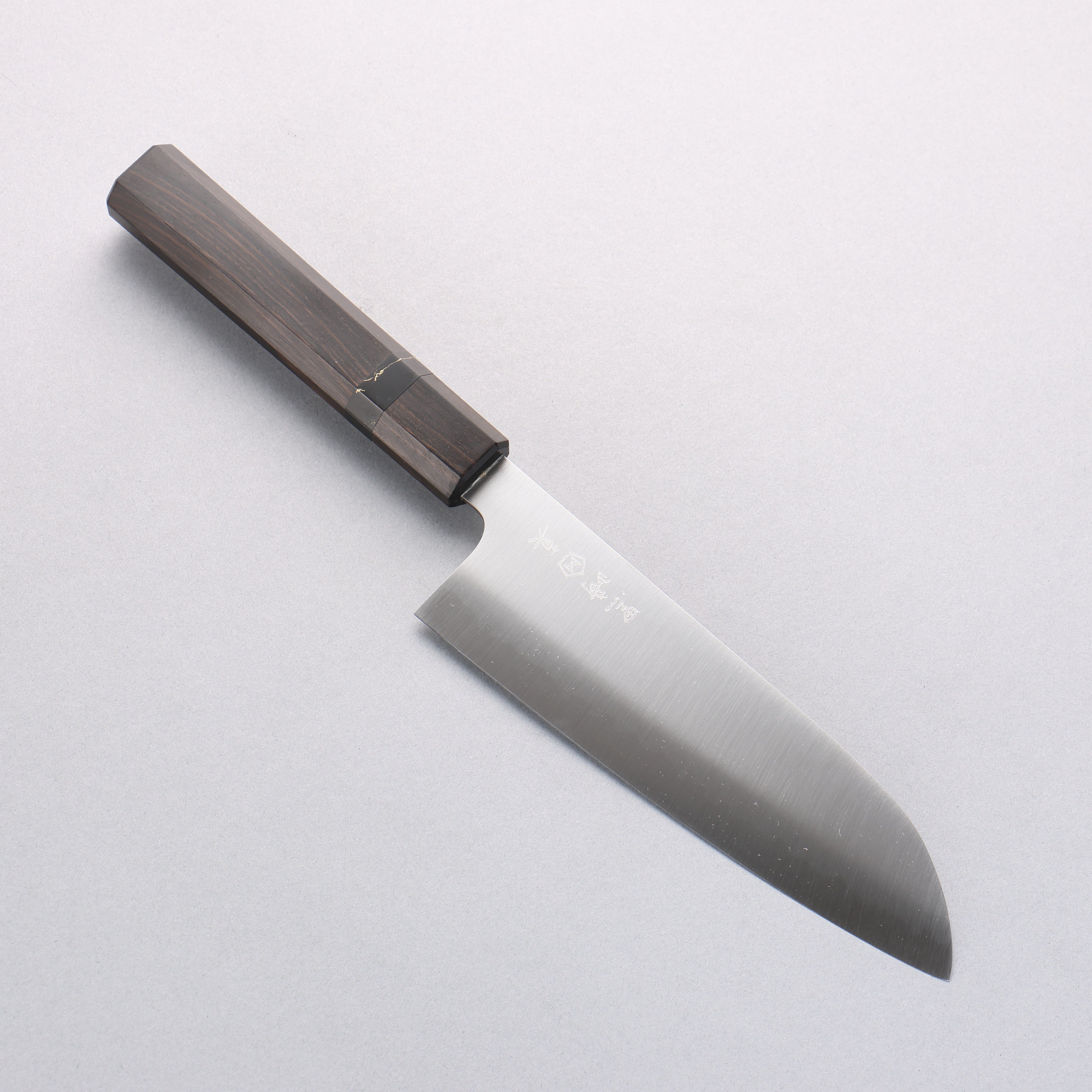 Makoto Kurosaki Coreless VG2/VG10 Santoku 165mm Ebony Wood & Black Turquoise Ring Handle - Seisuke Knife
