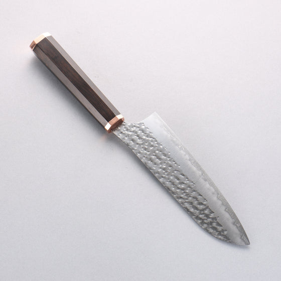 Yu Kurosaki Senko Ryu SG2 Hammered Santoku 170mm Ebony (Copper Ferrule and End Cap) Handle - Seisuke Knife