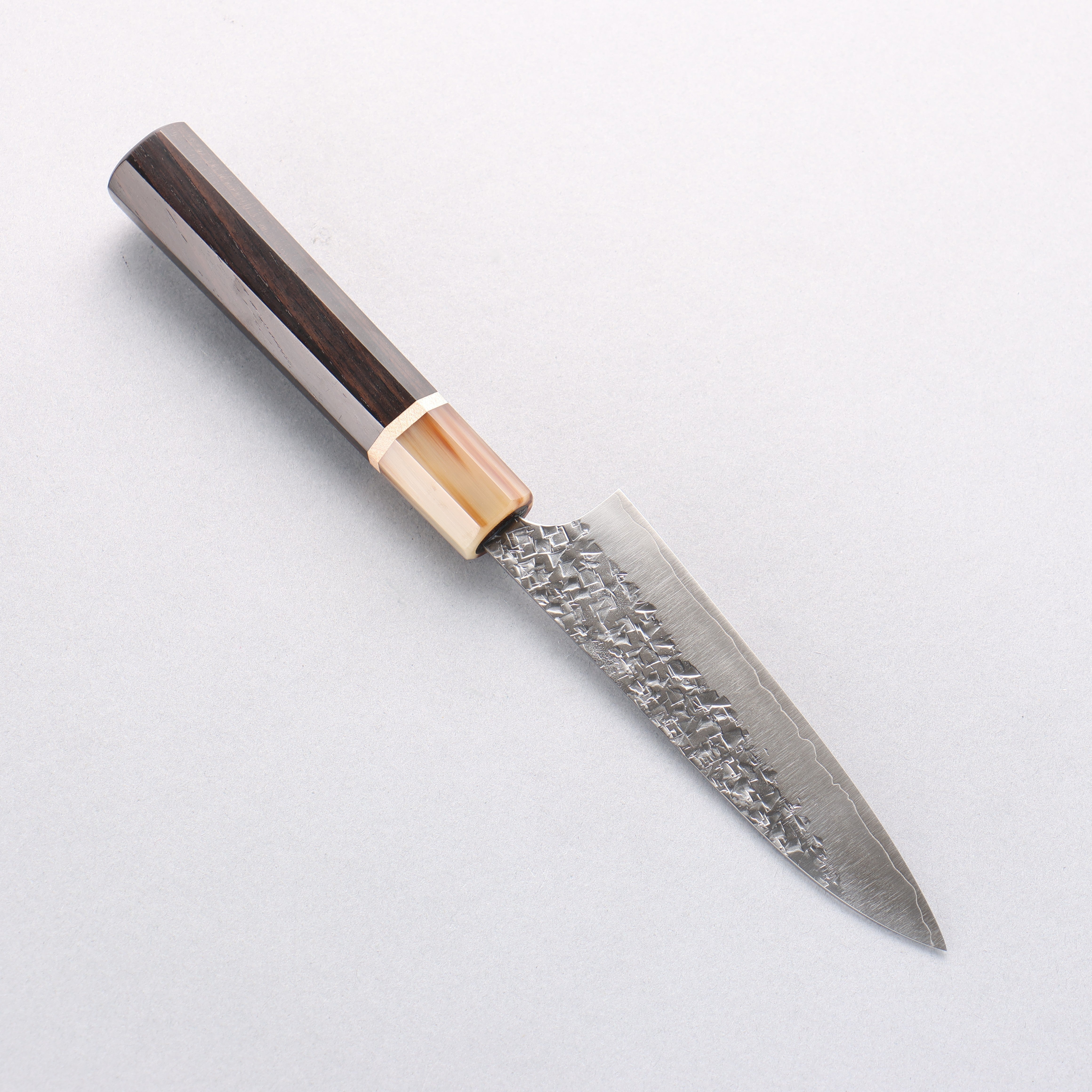 Yu Kurosaki Shizuku SG2 Hammered Petty-Utility 120mm Ebony Wood (ferrule: Marbled Water Buffalo Horn) Handle - Seisuke Knife