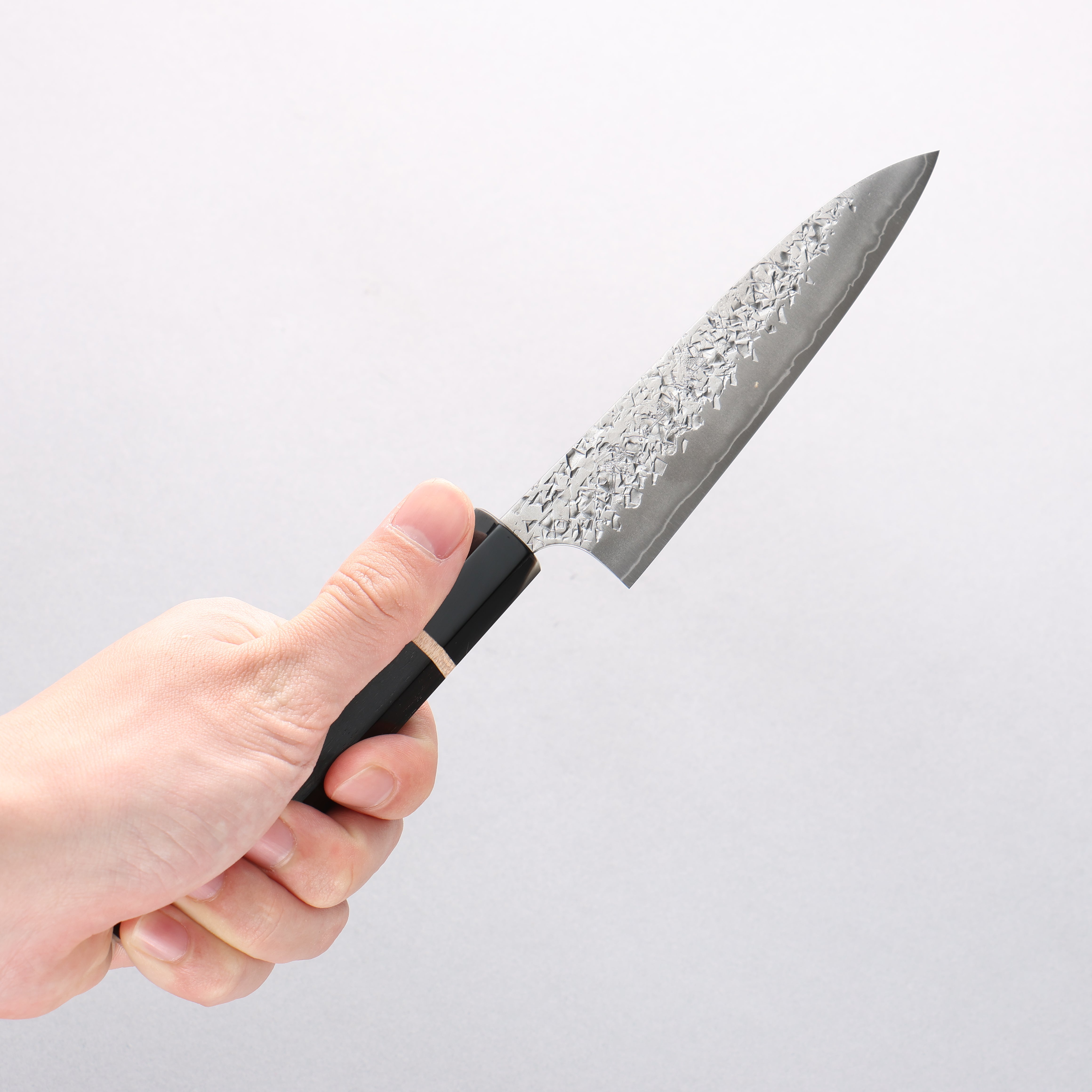 Yu Kurosaki Shizuku SG2 Hammered Petty-Utility 120mm Ebony Wood (ferrule: Black Water Buffalo Horn) Handle - Seisuke Knife