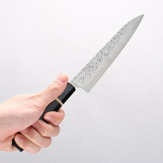 Yu Kurosaki Shizuku SG2 Hammered Petty-Utility 150mm Ebony Wood (ferrule: Black Water Buffalo Horn) Handle - Seisuke Knife