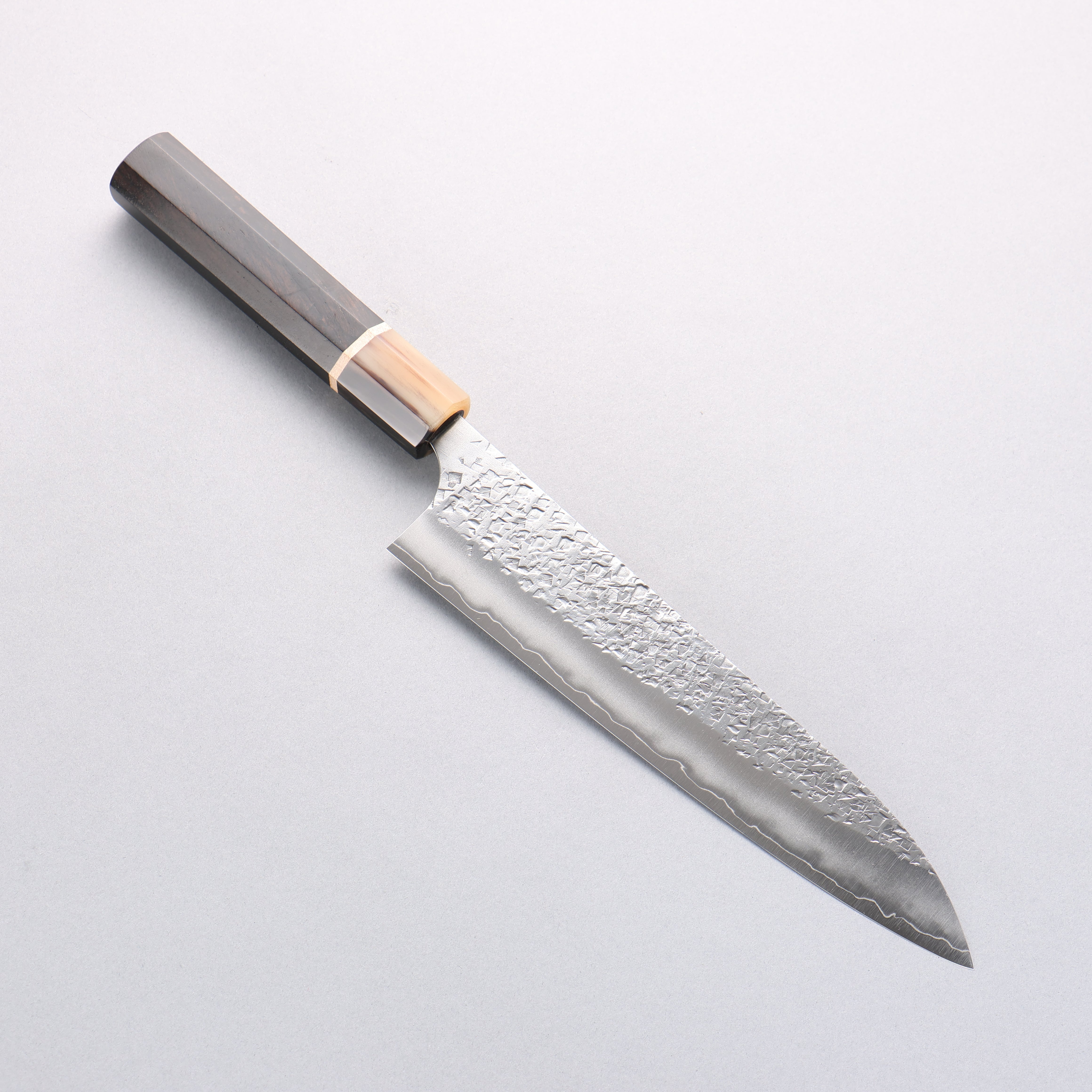 Yu Kurosaki Shizuku SG2 Hammered Gyuto 210mm Ebony Wood (ferrule: Marbled Water Buffalo Horn) Handle - Seisuke Knife