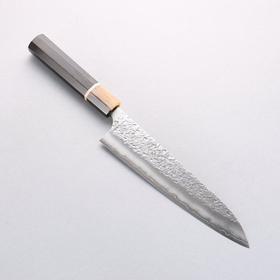 Yu Kurosaki Shizuku SG2 Hammered Gyuto 210mm Ebony Wood (ferrule: Marbled Water Buffalo Horn) Handle - Seisuke Knife