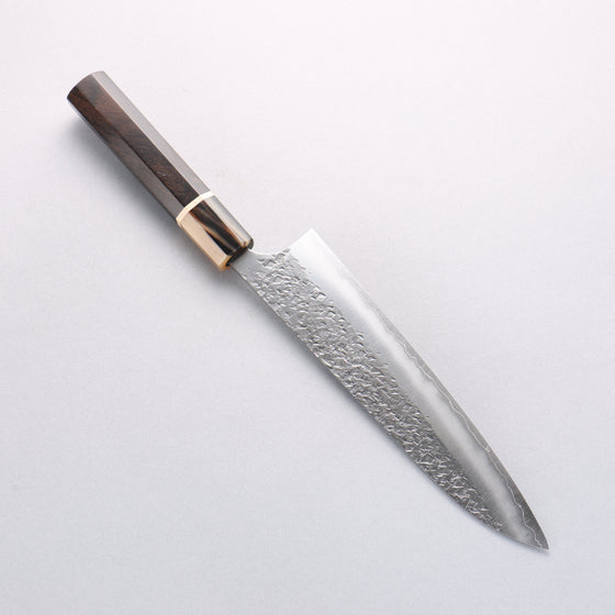 Yu Kurosaki Shizuku SG2 Hammered Gyuto 210mm Ebony Wood (ferrule: Marbled Water Buffalo Horn) Handle - Seisuke Knife