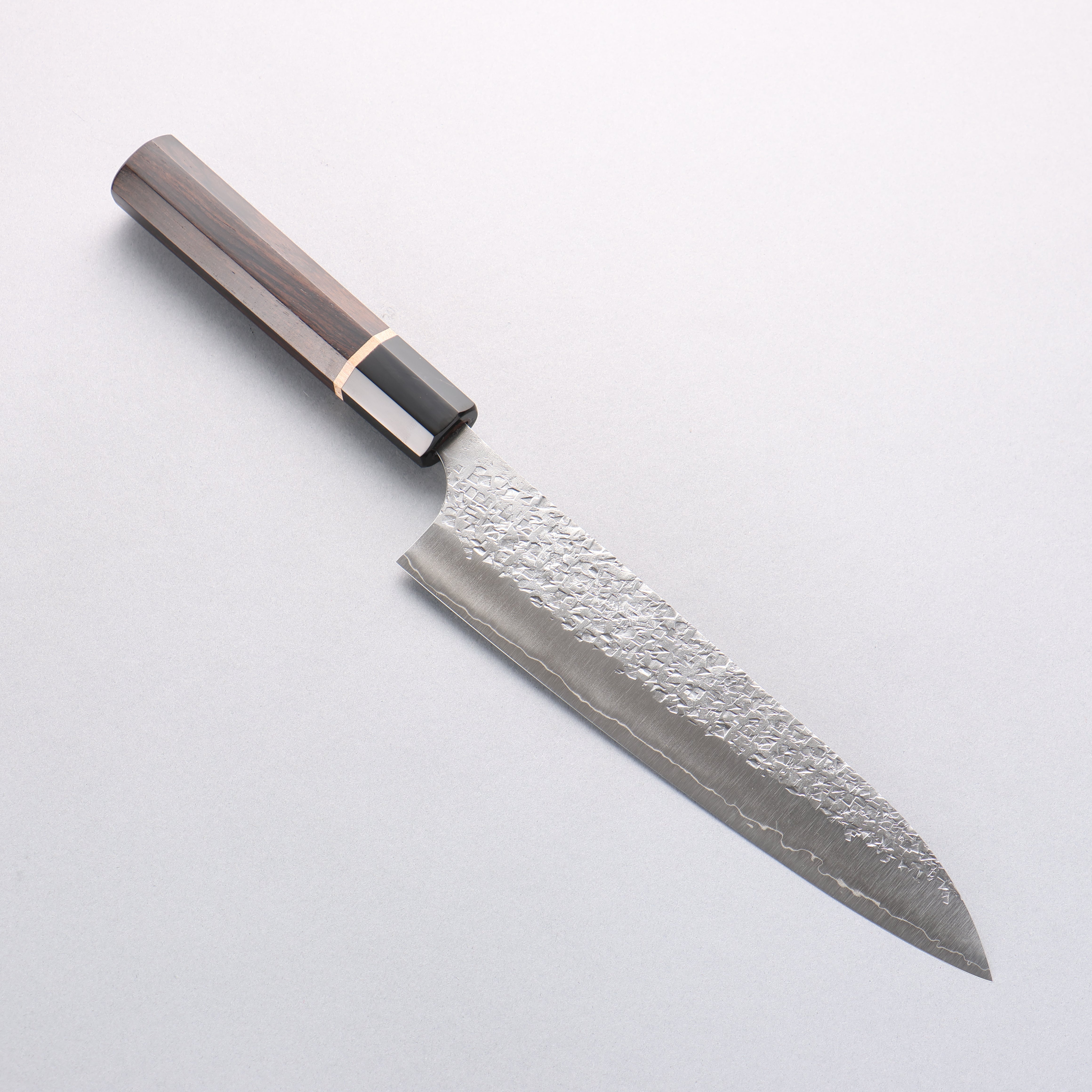 Yu Kurosaki Shizuku SG2 Hammered Gyuto 210mm Ebony Wood (ferrule: Black Water Buffalo Horn) Handle - Seisuke Knife