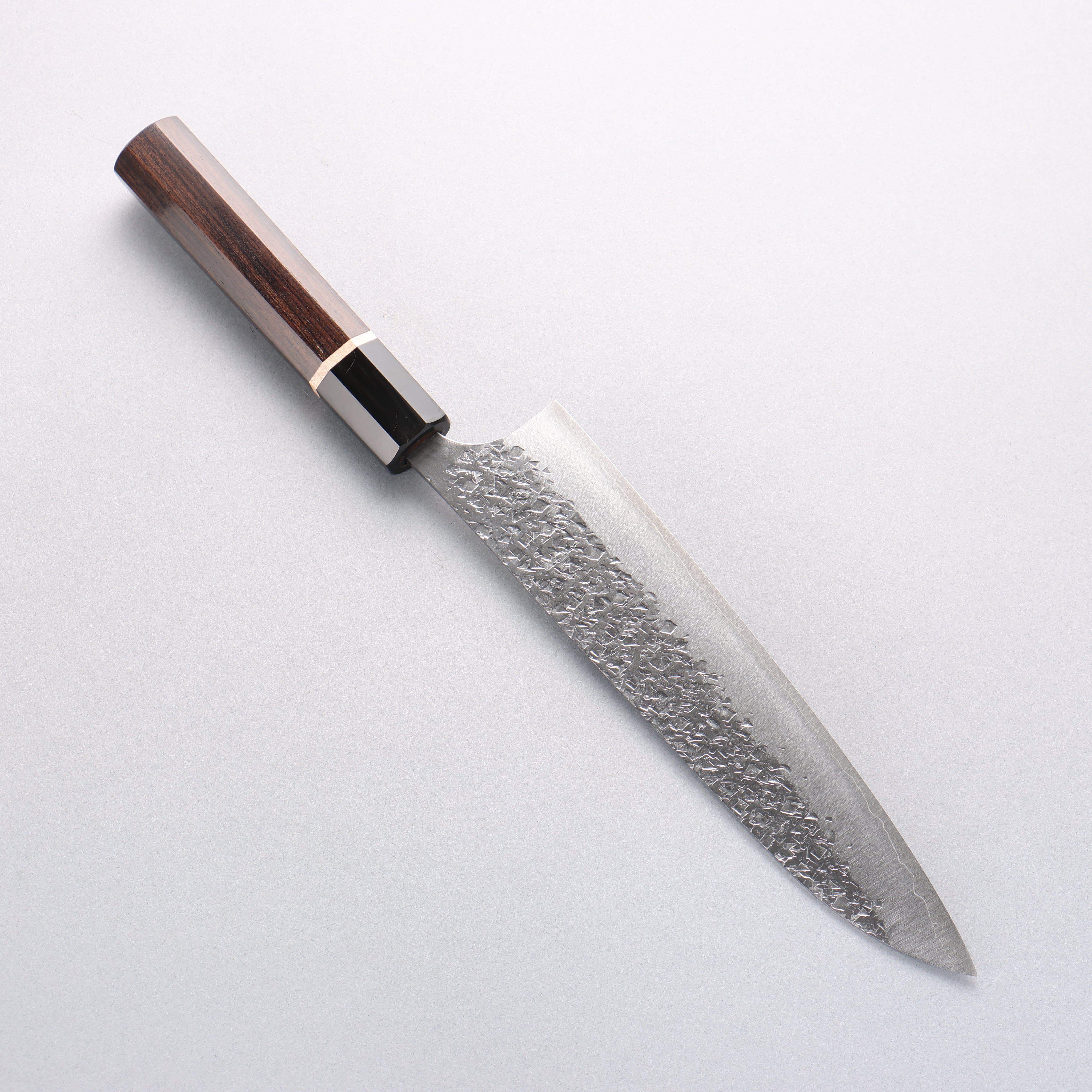 Yu Kurosaki Shizuku SG2 Hammered Gyuto 210mm Ebony Wood (ferrule: Black Water Buffalo Horn) Handle - Seisuke Knife