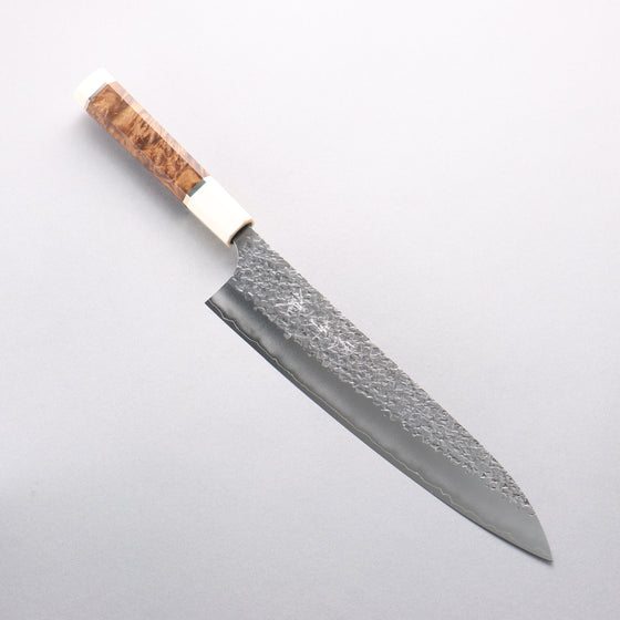 Yu Kurosaki Shizuku SG2 Hammered Gyuto 240mm Chinese Quince (White Ferrule and End Cap) Handle - Seisuke Knife