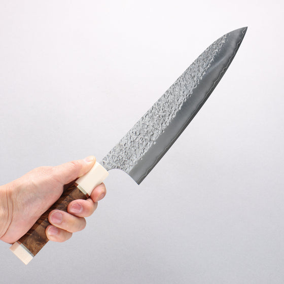 Yu Kurosaki Shizuku SG2 Hammered Gyuto 240mm Chinese Quince (White Ferrule and End Cap) Handle - Seisuke Knife