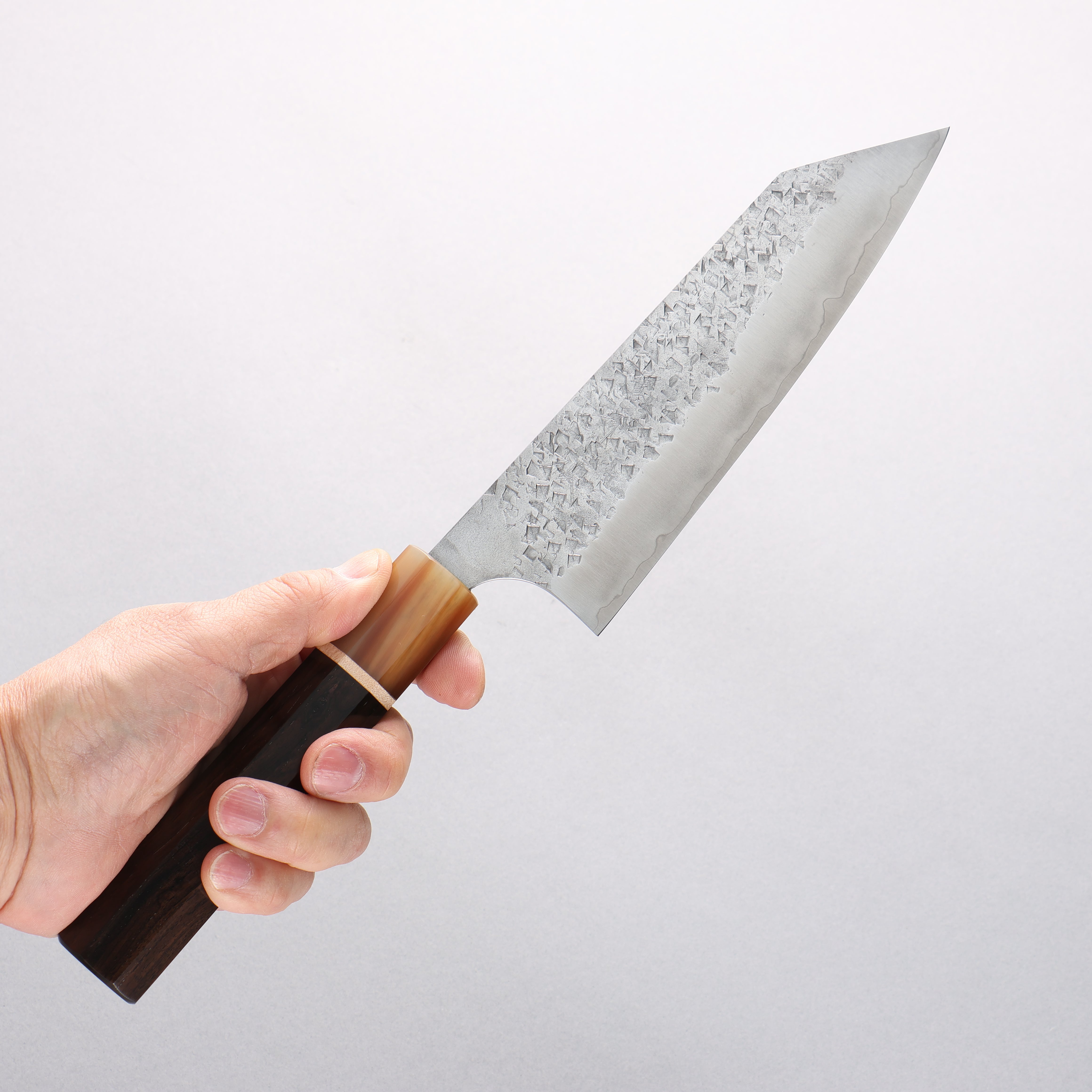 Yu Kurosaki Shizuku SG2 Hammered Bunka 170mm Ebony Wood (ferrule: Marbled Water Buffalo Horn) Handle - Seisuke Knife